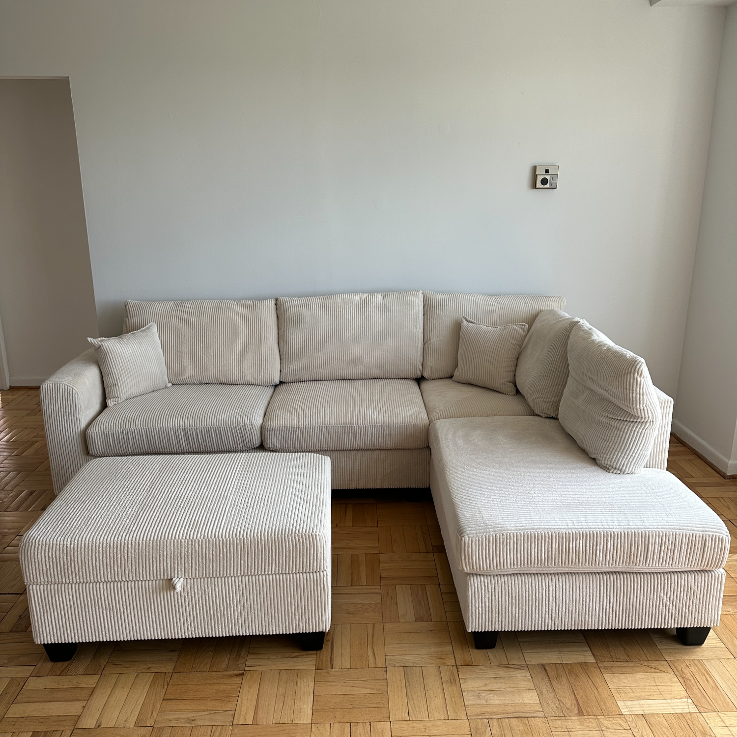 NEW! Corduroy 2-Piece Sectional With Ottoman Image #1 | Ivy Store