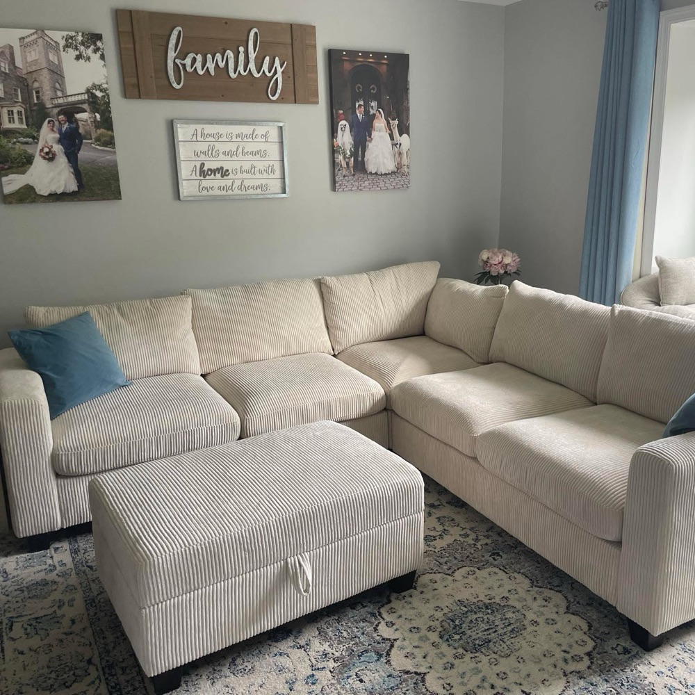 Corduroy Sectional Couch - Free Delivery Image #2 | Ivy Store