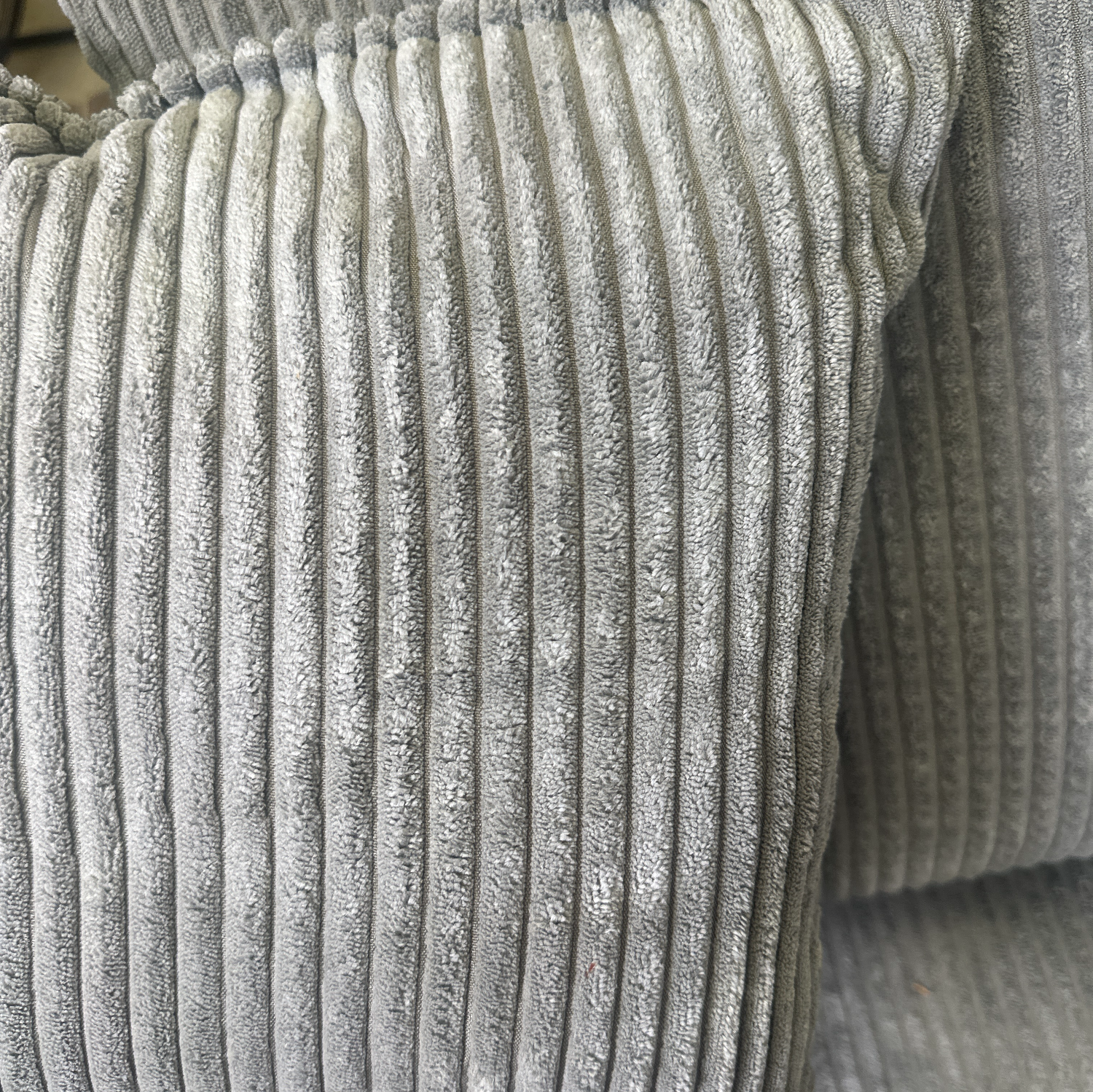 New! Grey Corduroy Sectional With Ottoman  image | Ivy Store