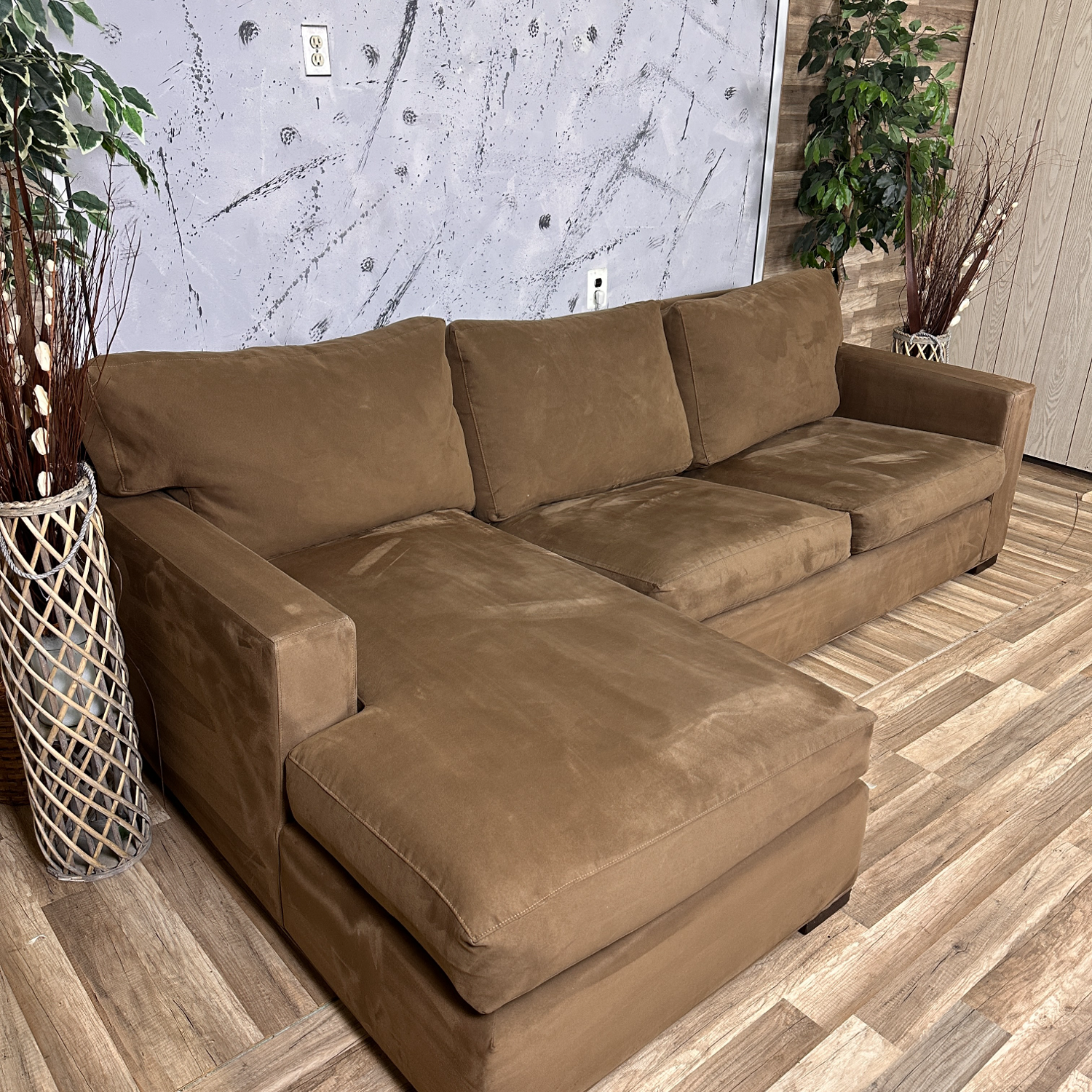 Crate & Barrel - Brown "Axis" Sectional Couch W/ Pull Out Sleeper (retails for $4,000) image | Ivy Store