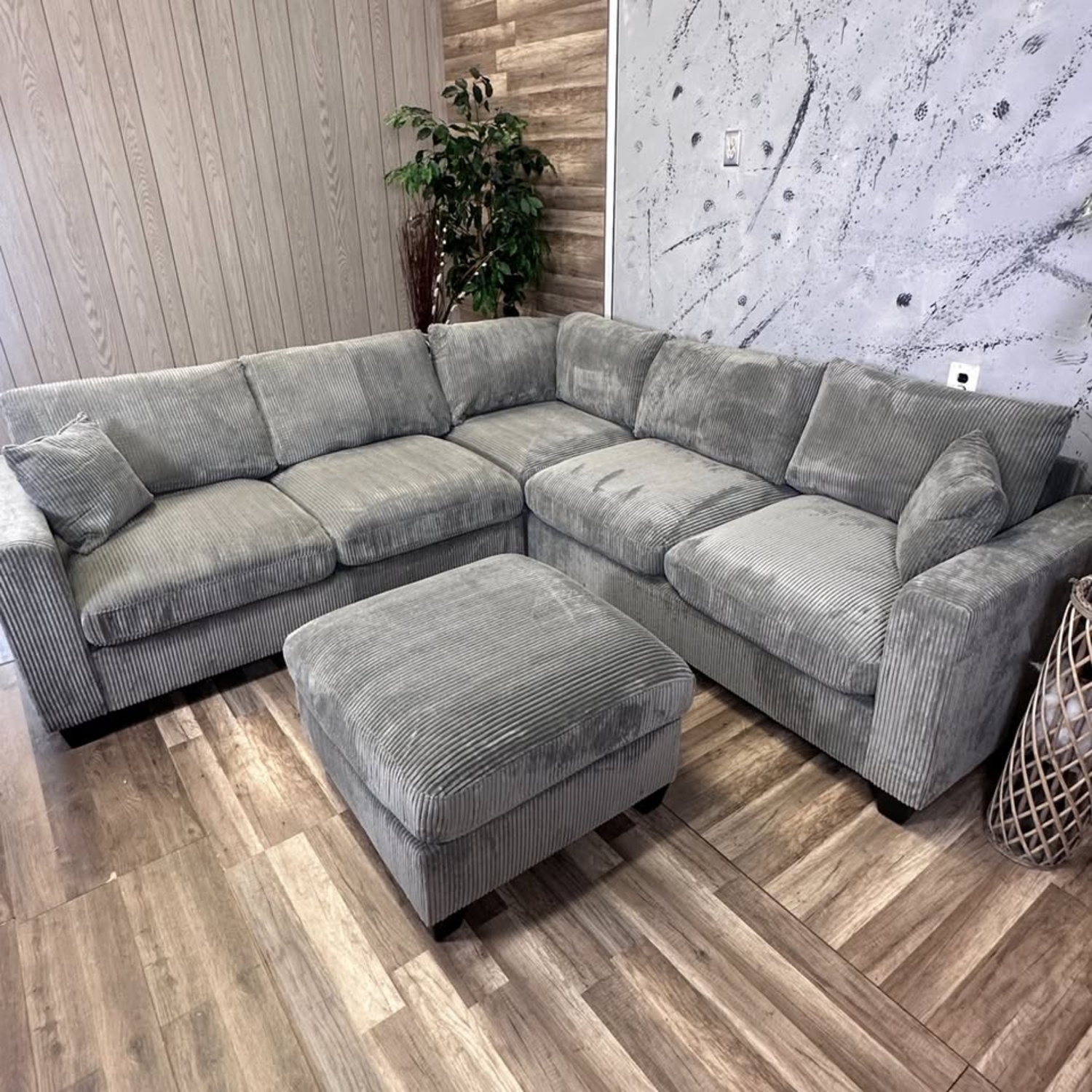 Grey Corduroy With Ottoman (NEW!) Image #1 | Ivy Store