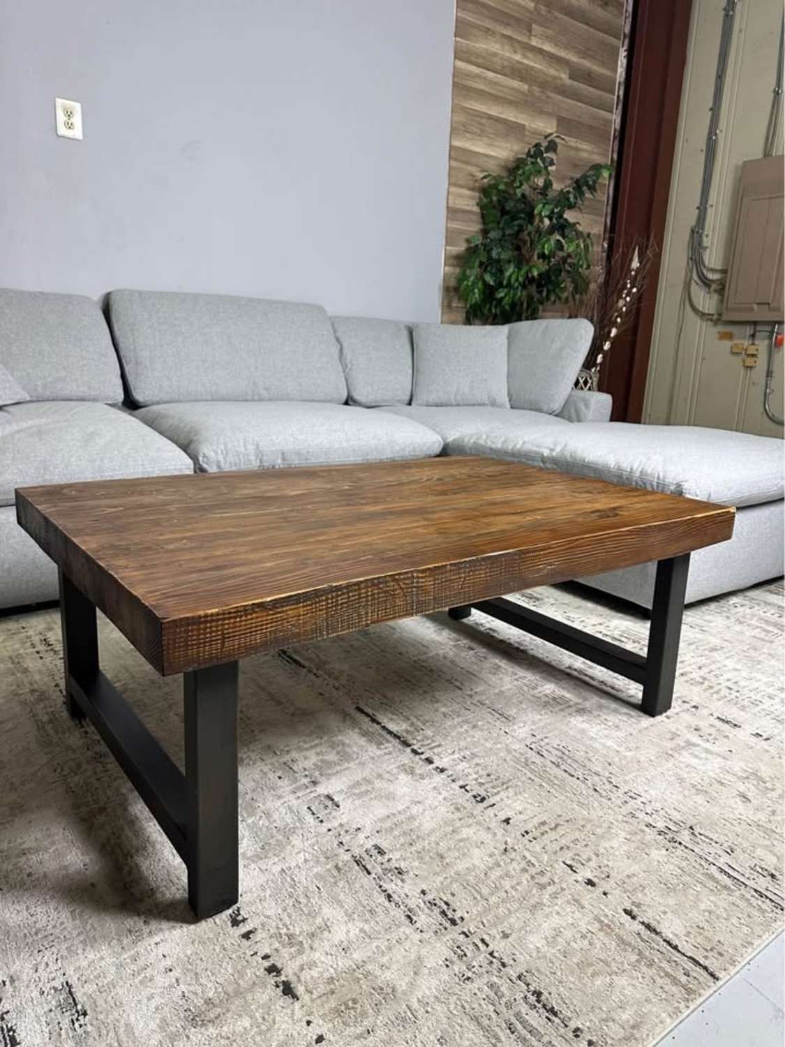 Pottery Barn Griffin Metal & Wood Slab Coffee Table – Like New! image | Ivy Store