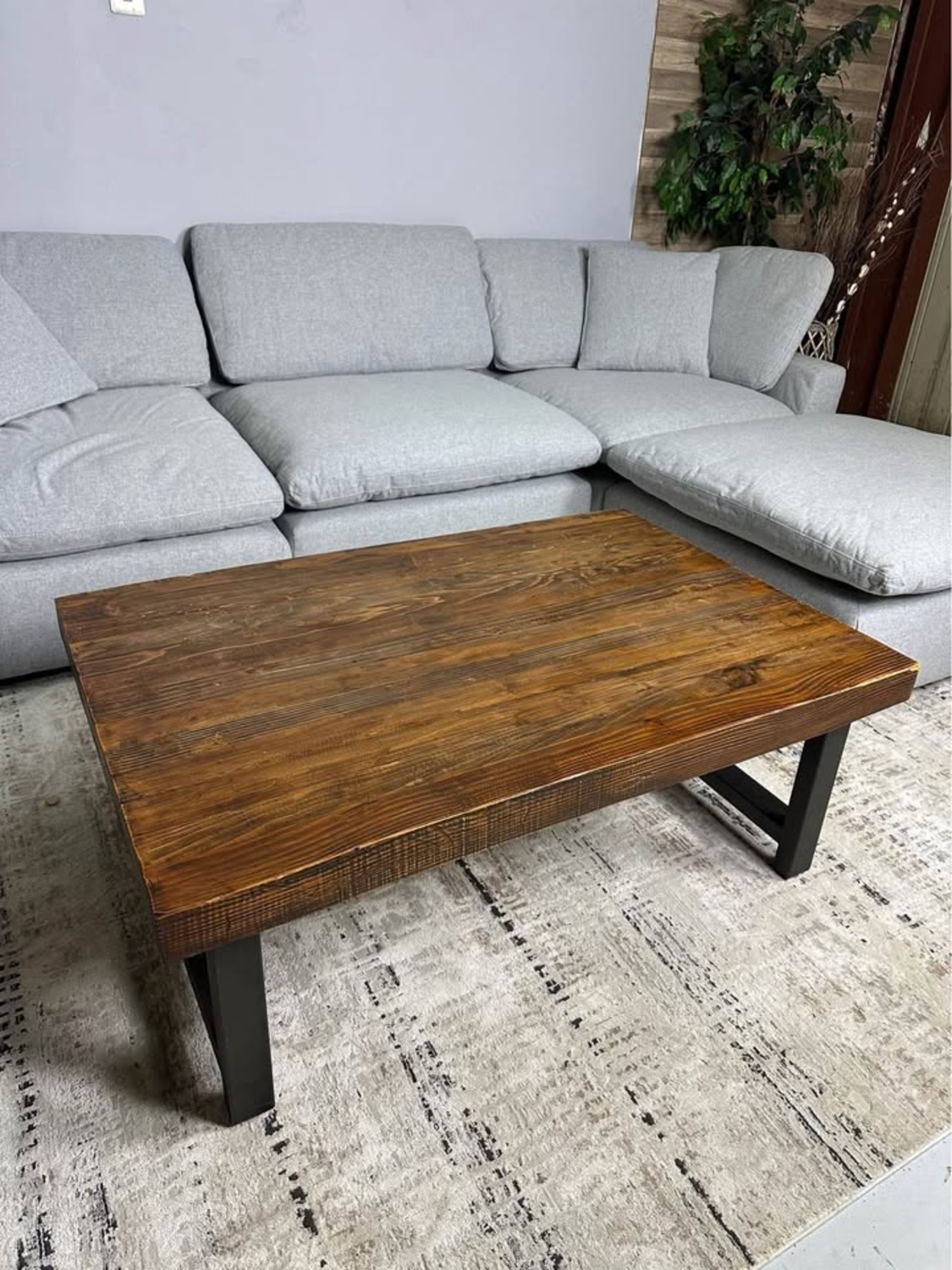 Pottery Barn Griffin Metal & Wood Slab Coffee Table – Like New! image | Ivy Store