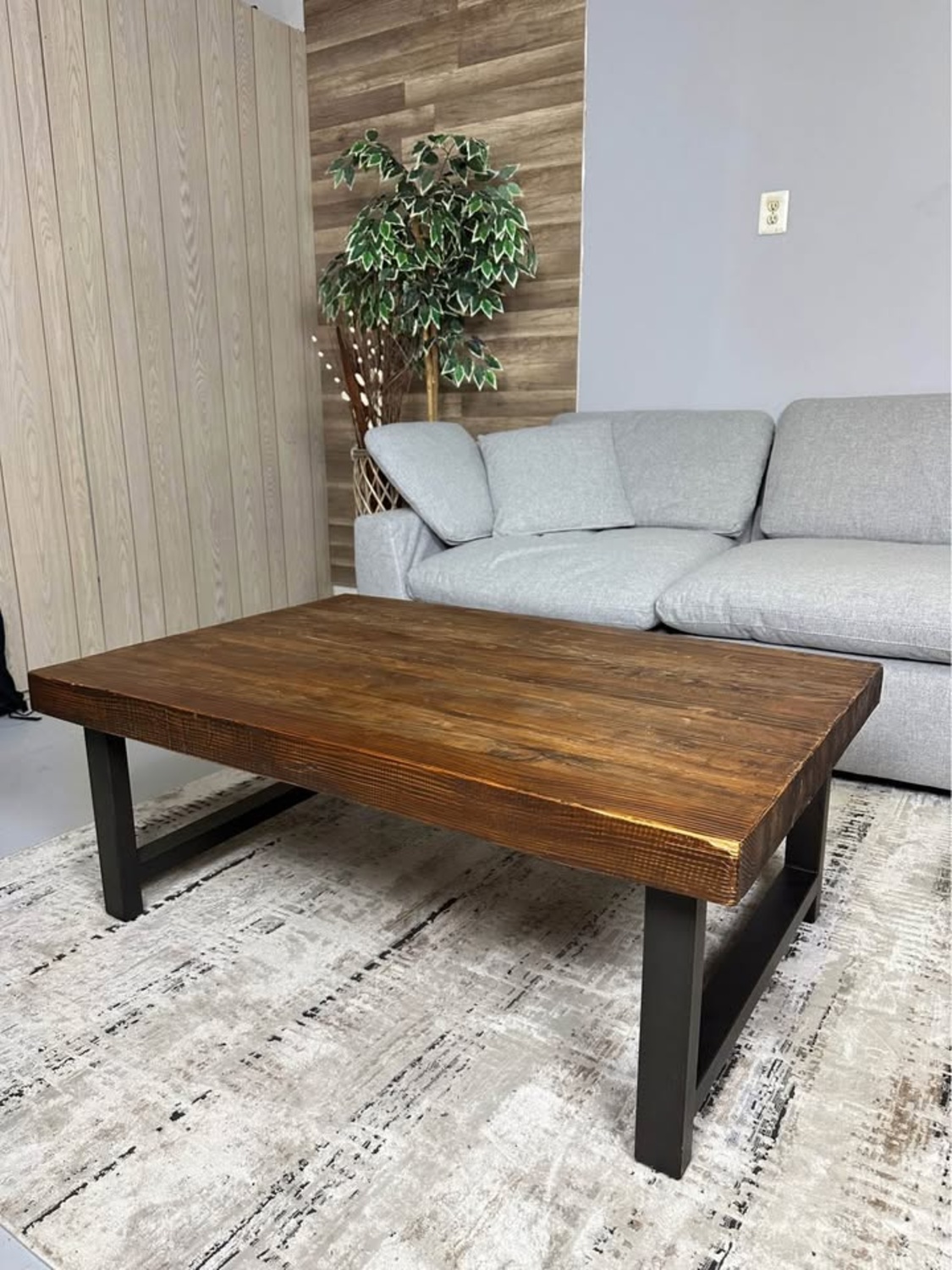 Pottery Barn Griffin Metal & Wood Slab Coffee Table – Like New! image | Ivy Store