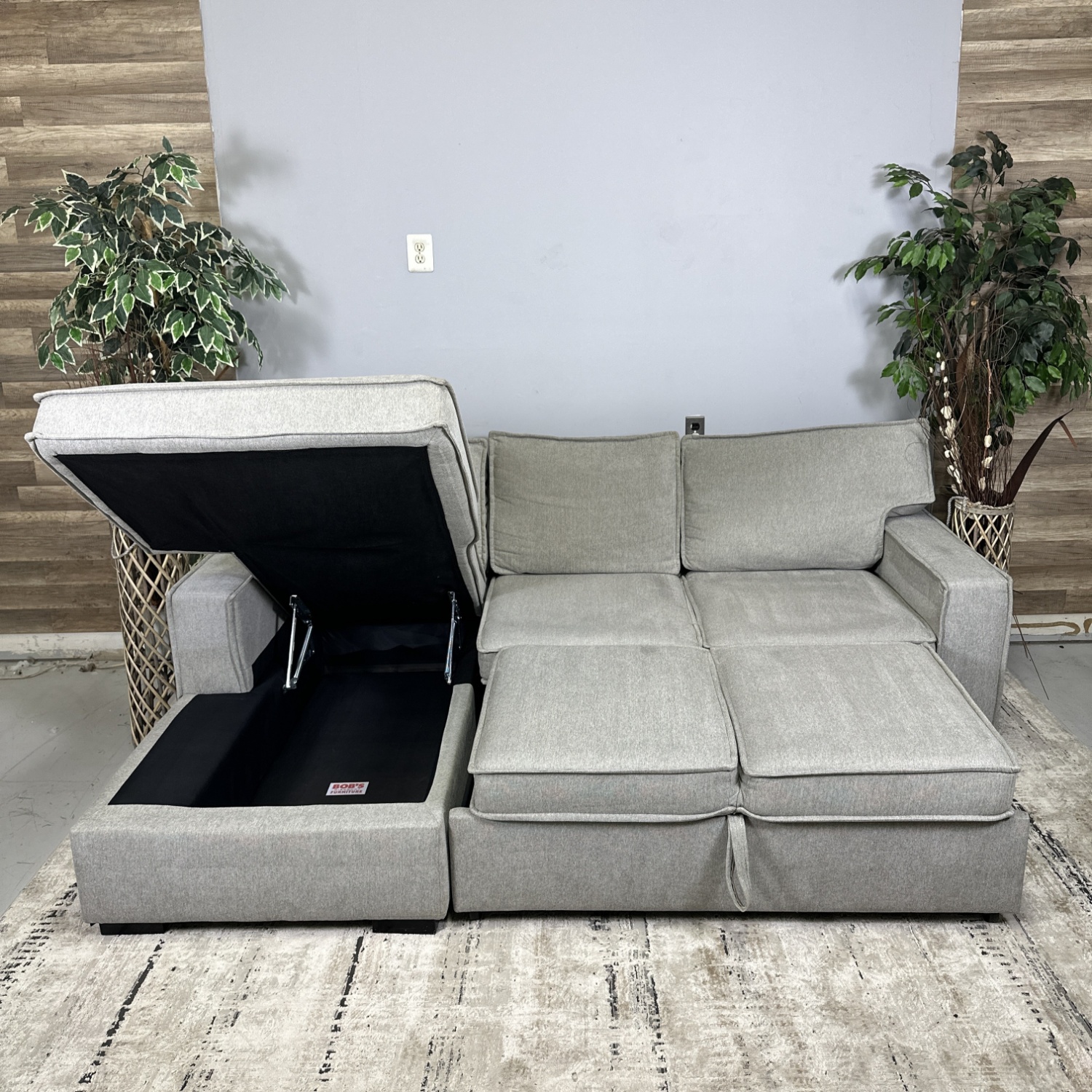 Delivery Available - Grey Sleeper + Storage Sectional Couch (Playscape From Bob's) Image #2 | Ivy Store