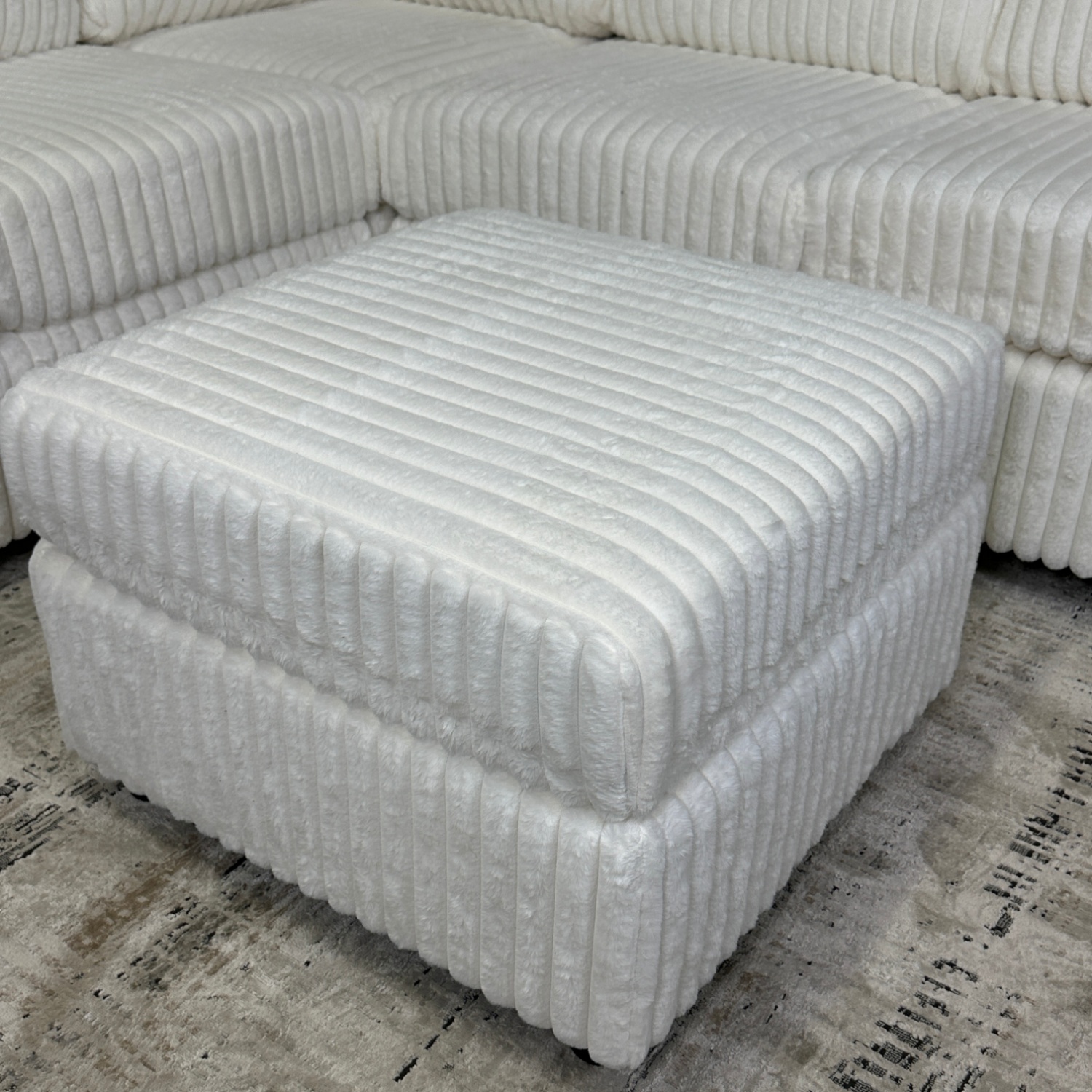 93x93 White Corduroy Sectional image | Ivy Store