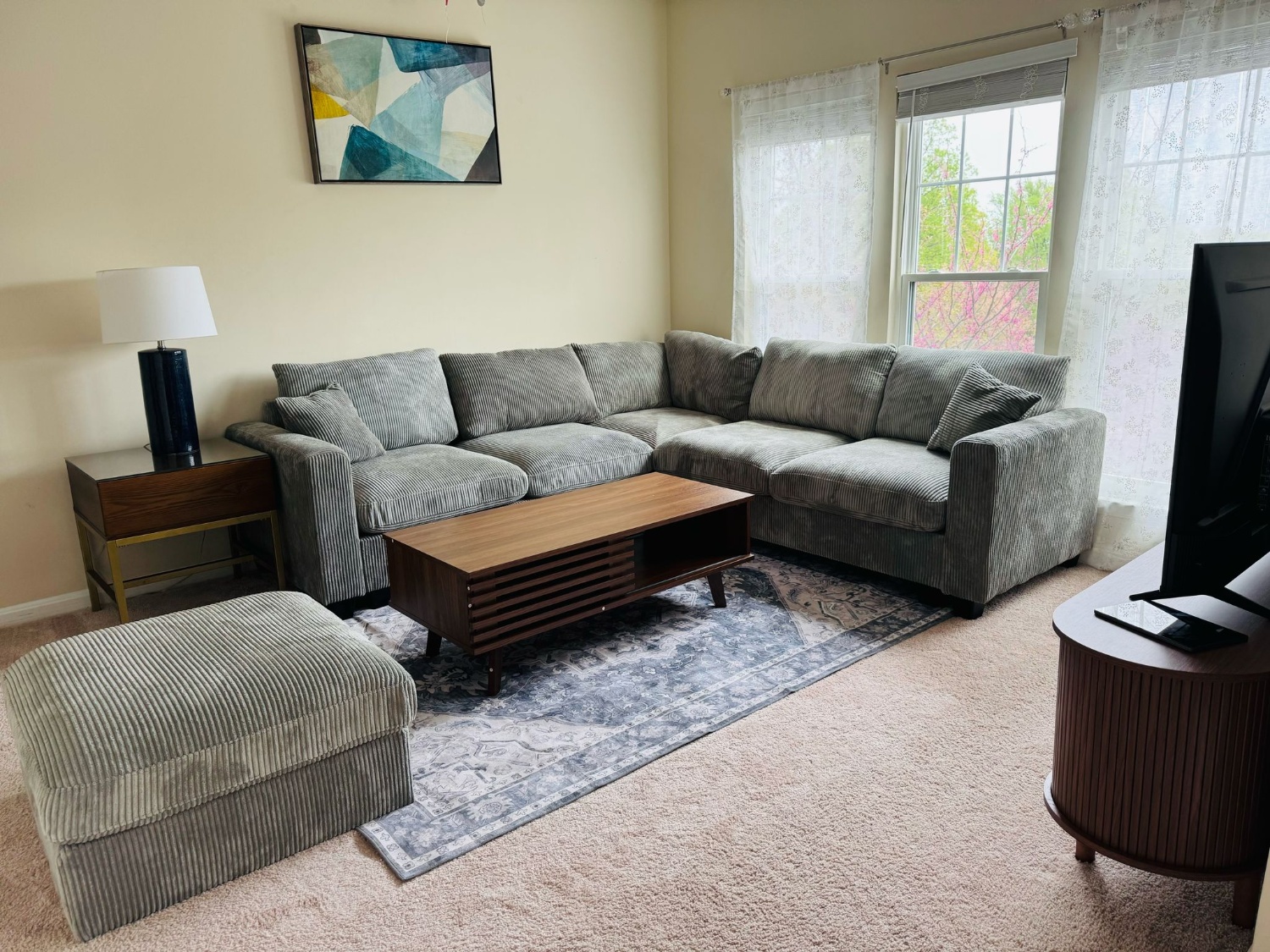 Cheap Corduroy Couch - Grey Corduroy Sectional (NEW!) Image #2 | Ivy Store