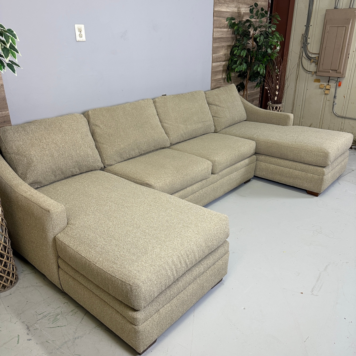 Oatmeal Double Chaise Sectional - Delivery Available - Image #2 | Ivy Store