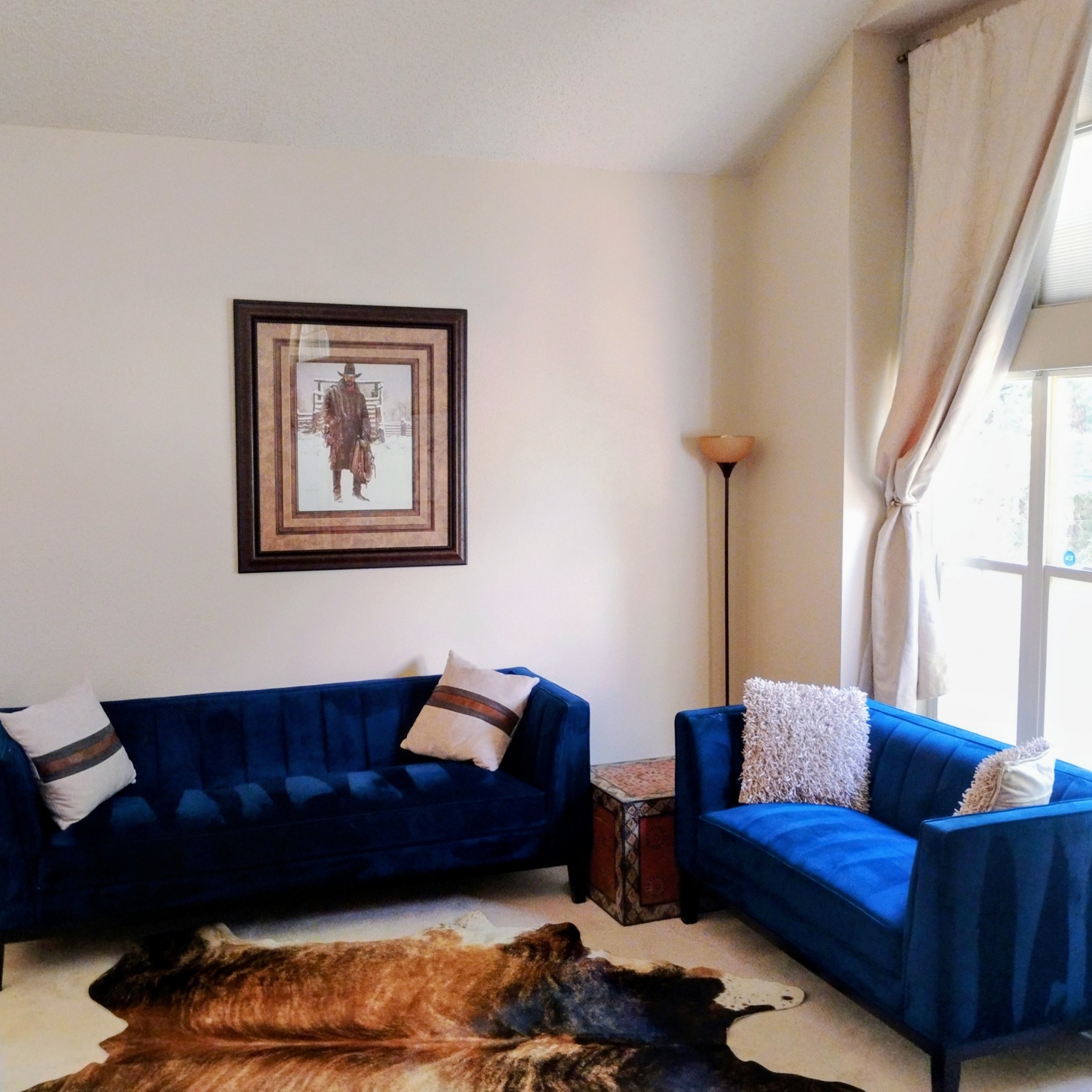AFW Calais Royal Blue Velvet Sofa & Loveseat Set | 🚛 DELIVERY image | Ivy Store