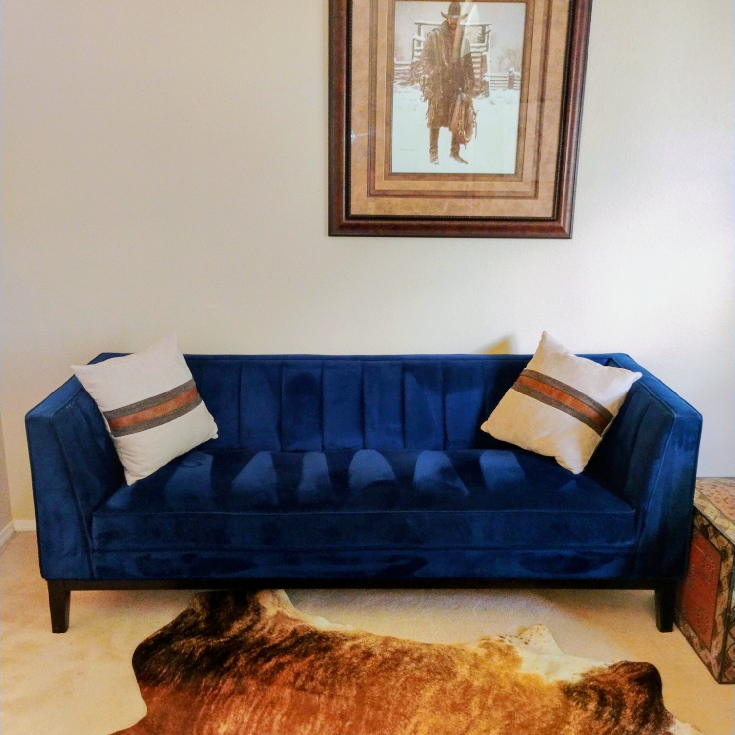 AFW Calais Royal Blue Velvet Sofa & Loveseat Set | 🚛 DELIVERY image | Ivy Store