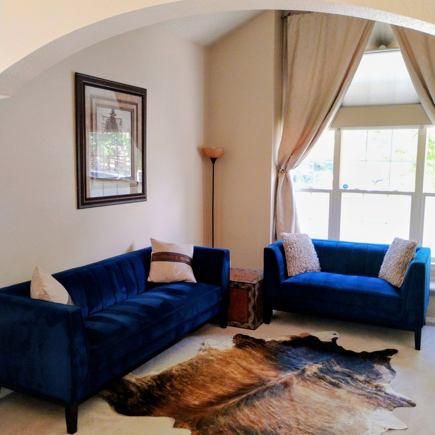 AFW Calais Royal Blue Velvet Sofa & Loveseat Set | 🚛 DELIVERY image | Ivy Store