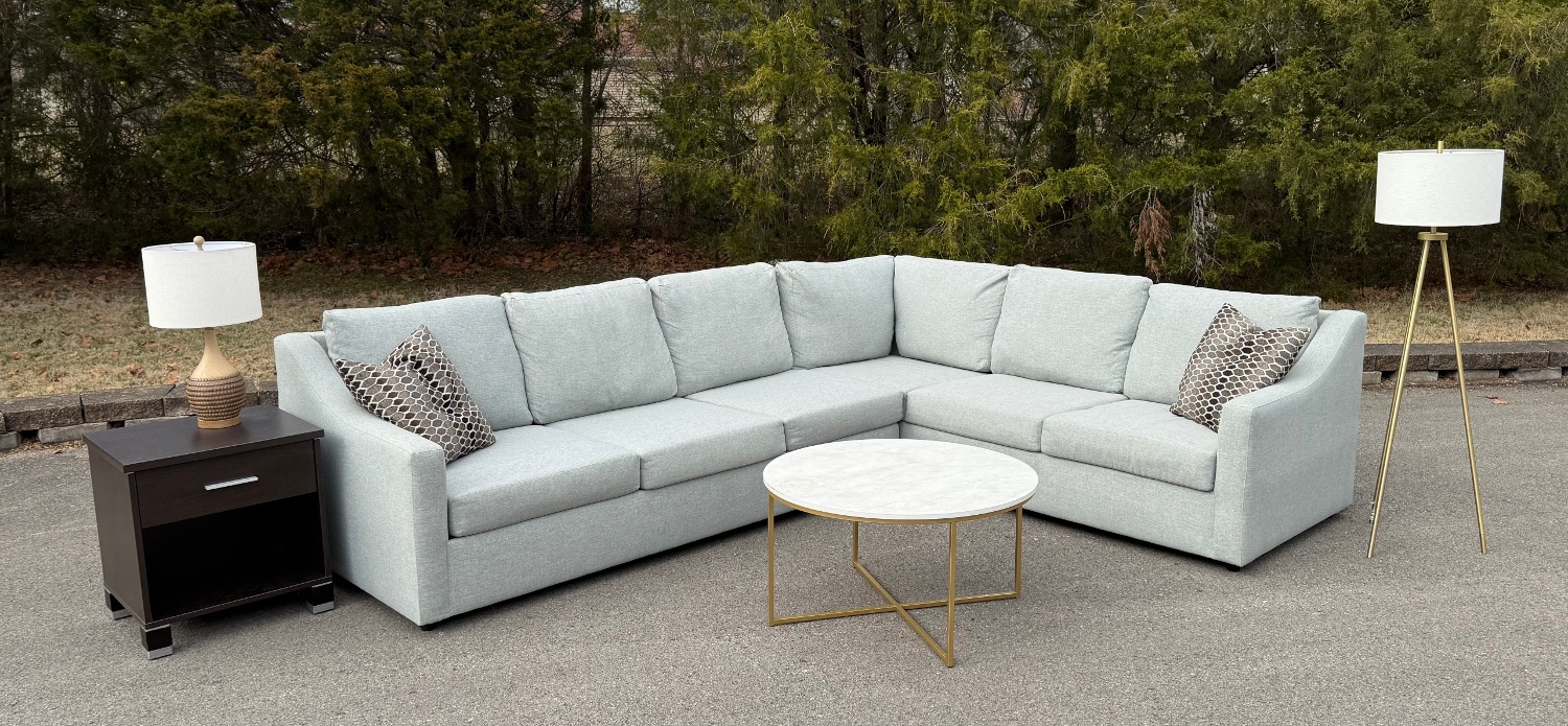 🚐 Delivery Available! Light Gray 'Living Spaces - Ashland Collection' 2 Piece L-Sectional! Image #1 | Ivy Store