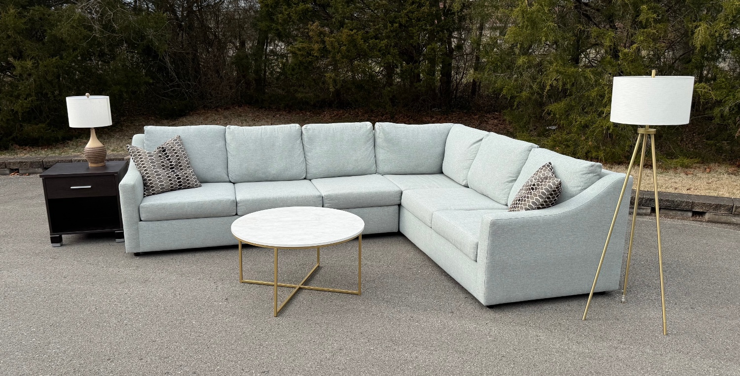 🚐 Delivery Available! Light Gray 'Living Spaces - Ashland Collection' 2 Piece L-Sectional! Image #2 | Ivy Store