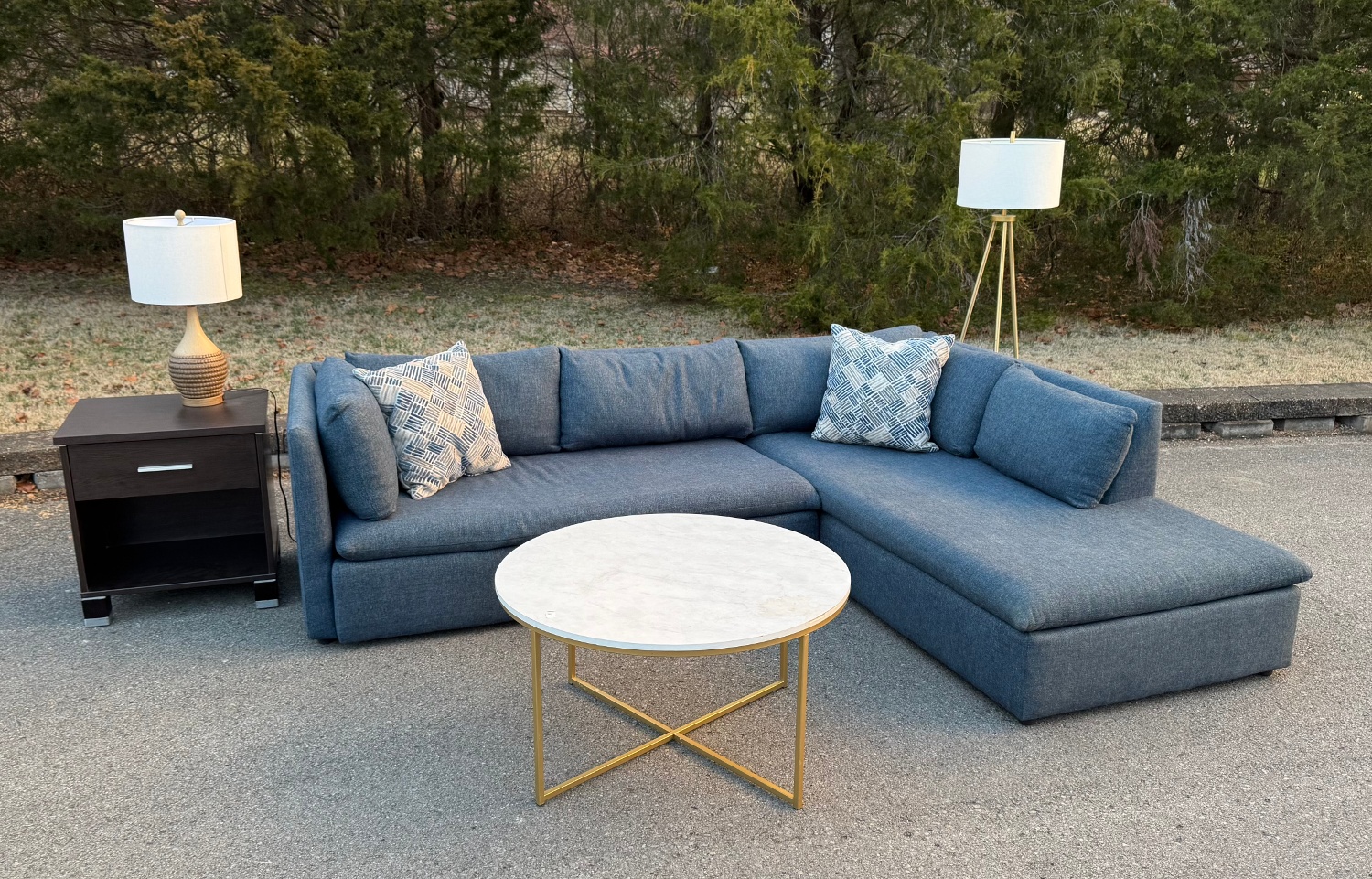 🚐 Delivery Available - 'West Elm' Shelter 2-Piece Bumper Chaise Sectional! Image #1 | Ivy Store