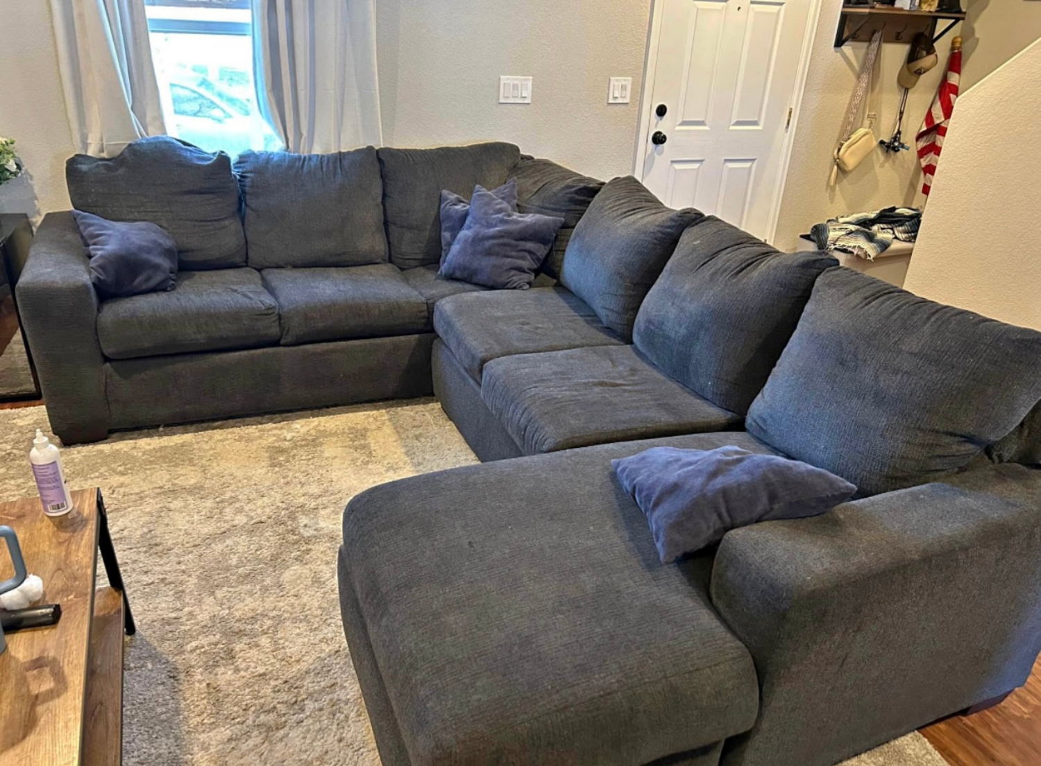 🚚 DELIVERY! Dark Blue U-shape Sectional Sofa w/ Chaise Image #2 | Ivy Store