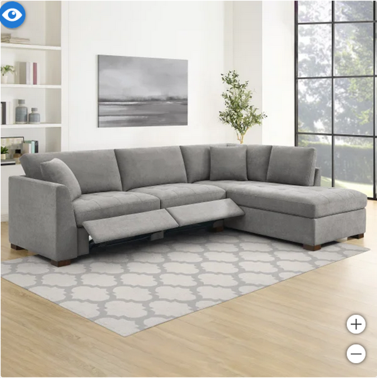 🛋️ Thomasville Miles Fabric Sectional with Power Footrest in Grey 🚛 Delivery Available Image #1 | Ivy Store