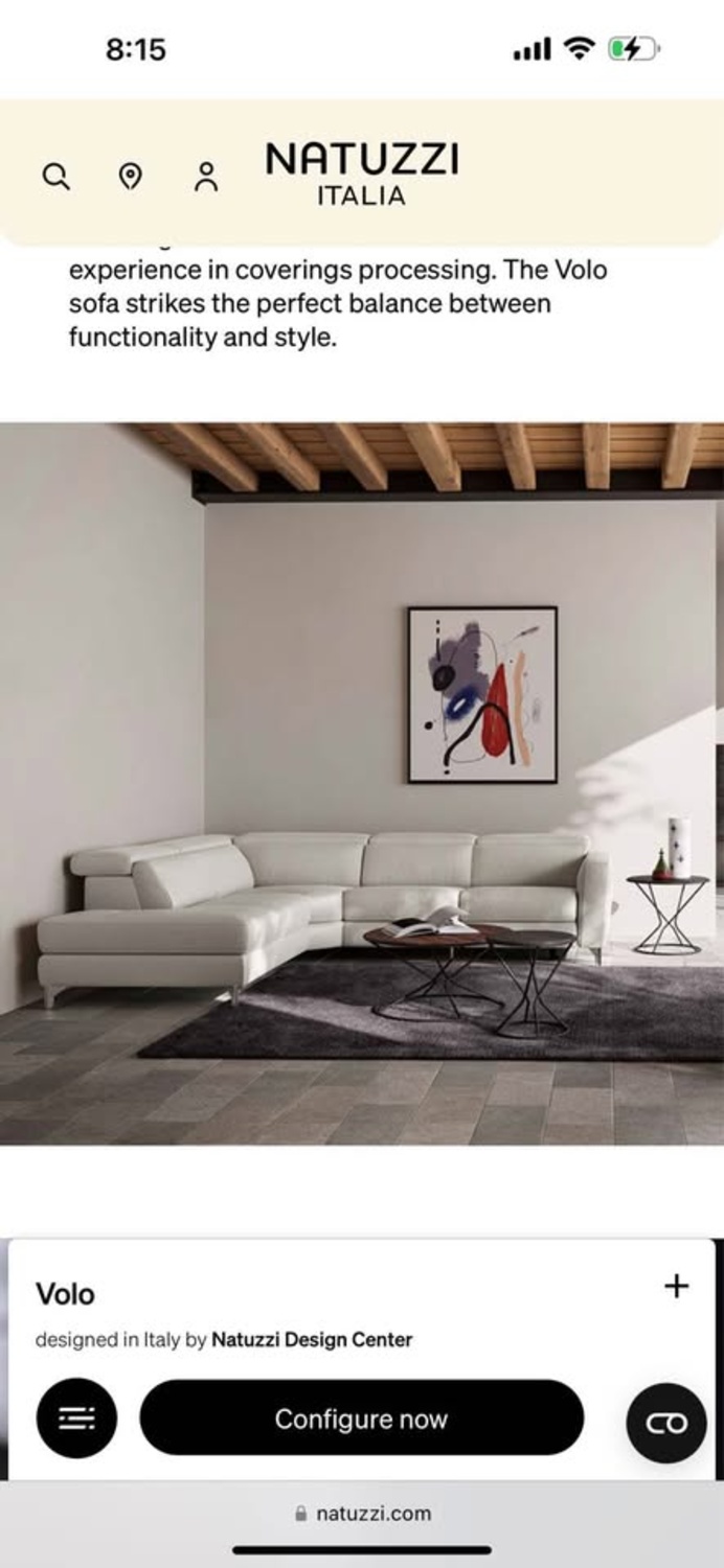 Brand New Natuzzi 2PC Leather Sectional - Top Grain Leather Image #2 | Ivy Store