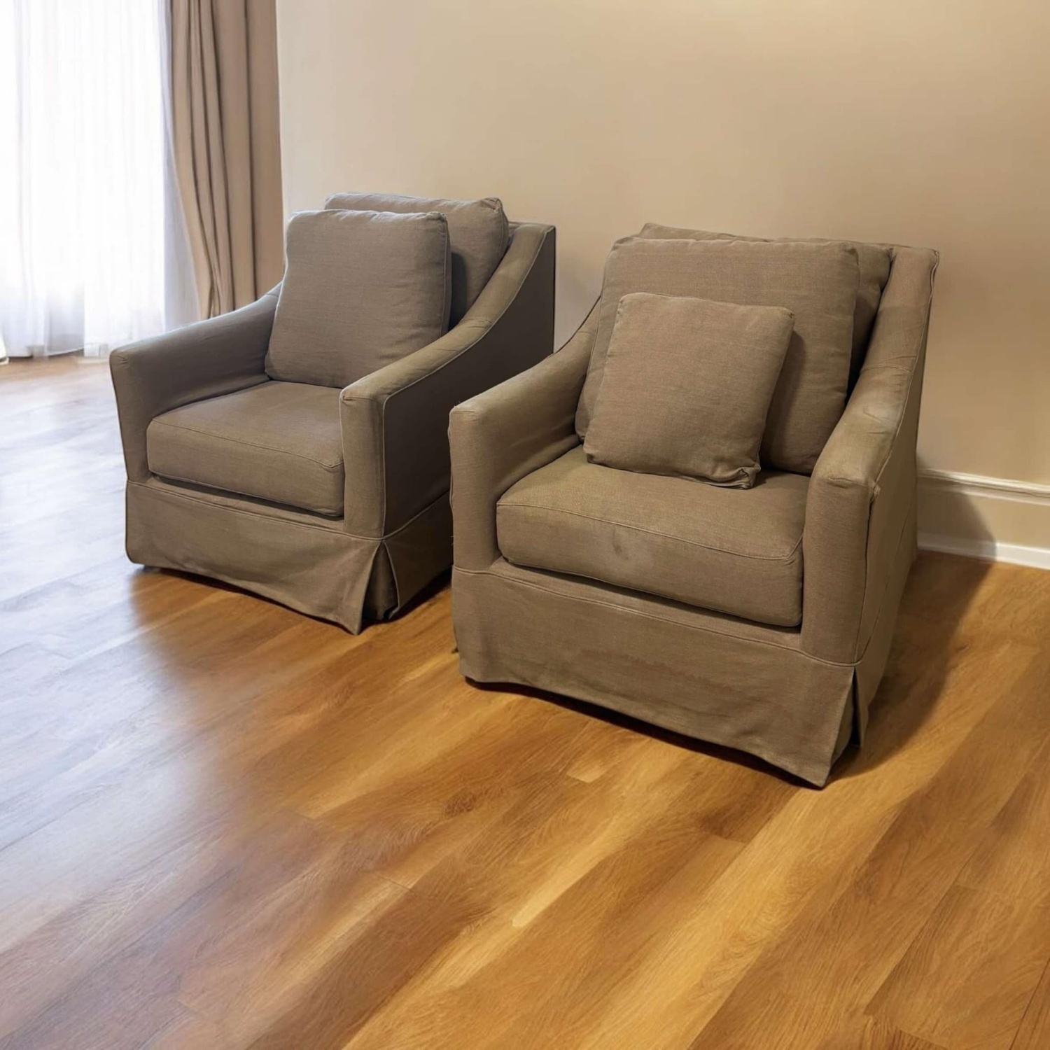 Slipcovered Swivel Chairs (Set of 2) –  (DELIVERY AVAILABLE) Image #2 | Ivy Store