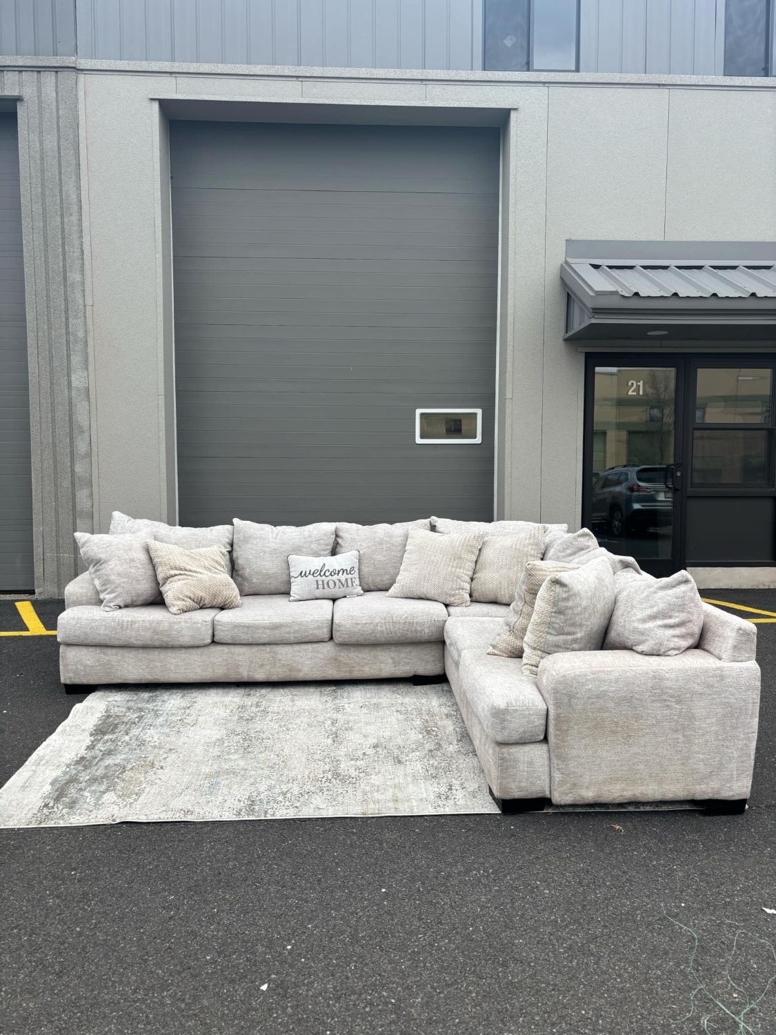 Beige Ashley Furniture Rawcliffe Sectional Couch (DELIVERY AVAILABLE) Image #2 | Ivy Store