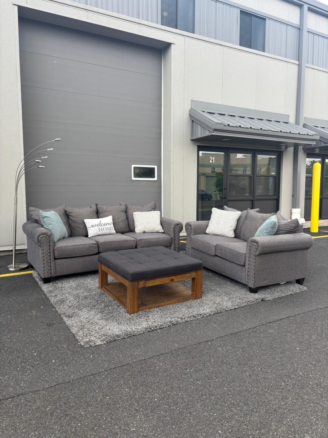 Bob’s Furniture Sofa + Loveseat Set – Gray (DELIVERY AVAILABLE) image | Ivy Store