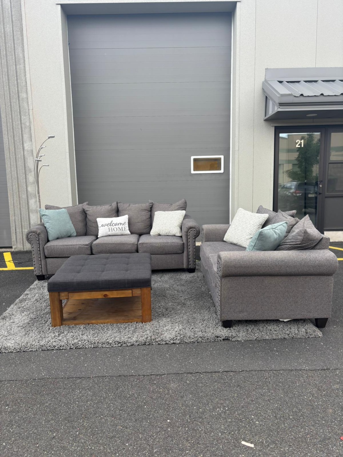 Bob’s Furniture Sofa + Loveseat Set – Gray (DELIVERY AVAILABLE) image | Ivy Store