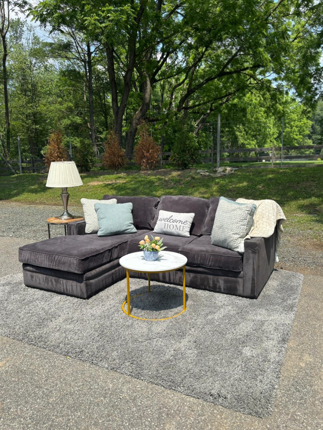 Macy’s Radley 2PC Sectional Couch – Charcoal Gray (DELIVERY AVAILABLE) image | Ivy Store