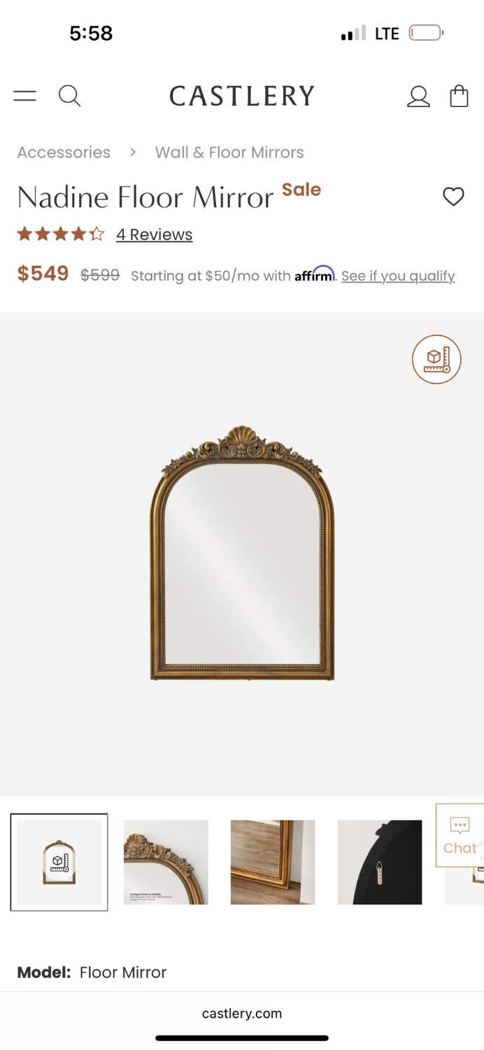 Castlery Nadine Floor Mirror (Delivery Available) Image #1 | Ivy Store