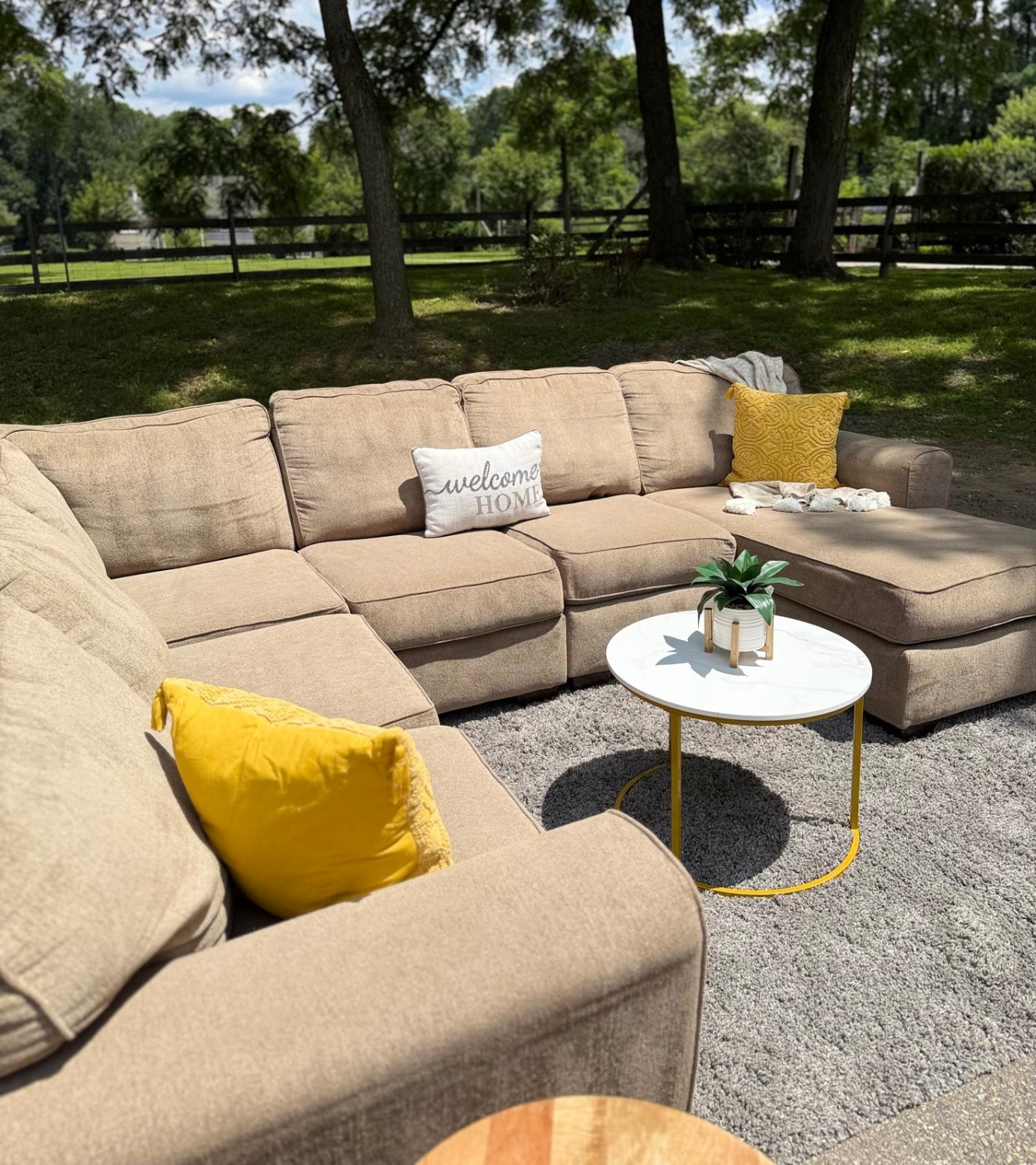Beige 5PC Ashley Furniture Sectional (DELIVERY AVAILABLE) Image #2 | Ivy Store