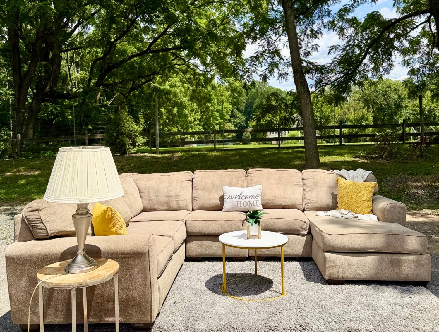 Beige 5PC Ashley Furniture Sectional (DELIVERY AVAILABLE) Image #1 | Ivy Store