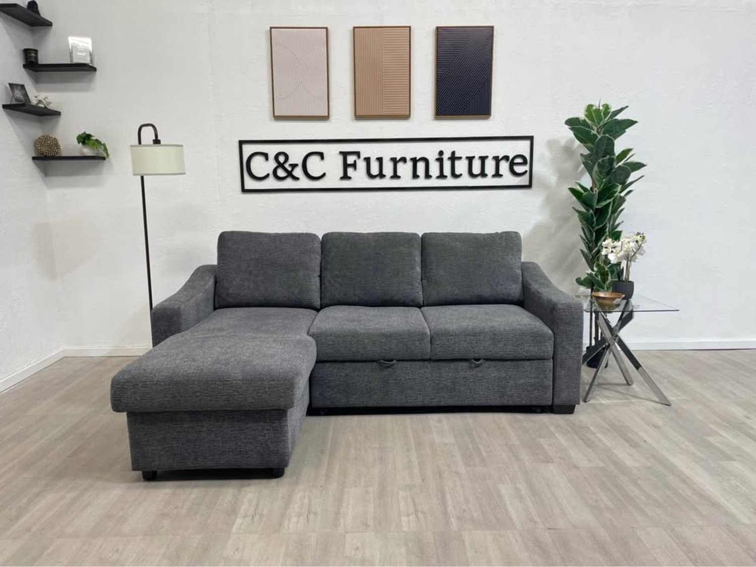 Sectional Sofa with Pull Out and Reversible Storage Chaise - Delivery Available Image #2 | Ivy Store