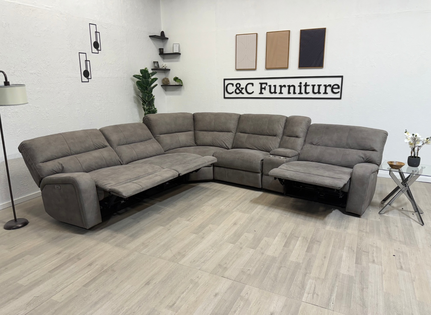 Sectional Sofa, Power Reclining Suede Couch - Delivery Available Image #1 | Ivy Store