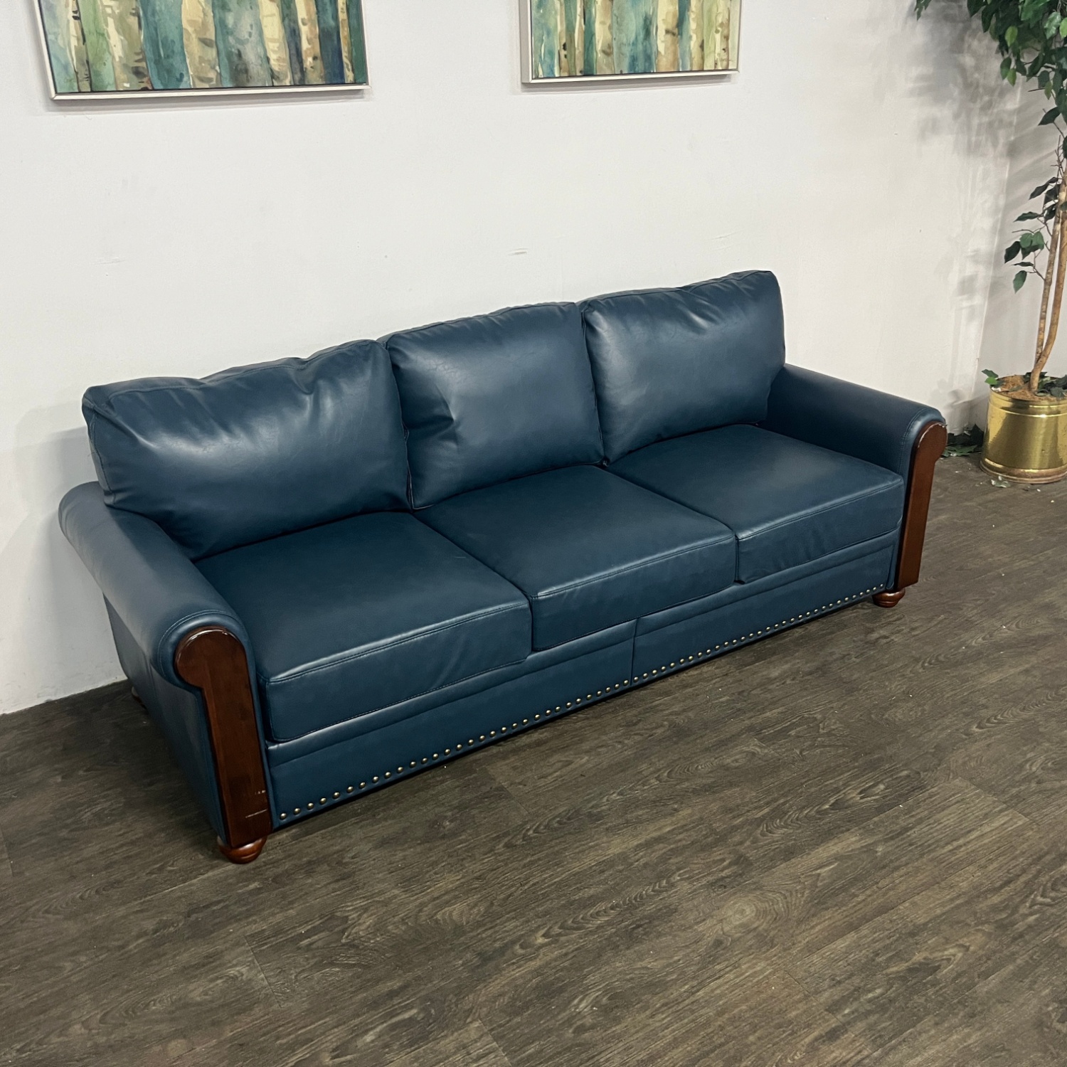 Leather Sofa Wood Trim | Free Delivery! image | Ivy Store