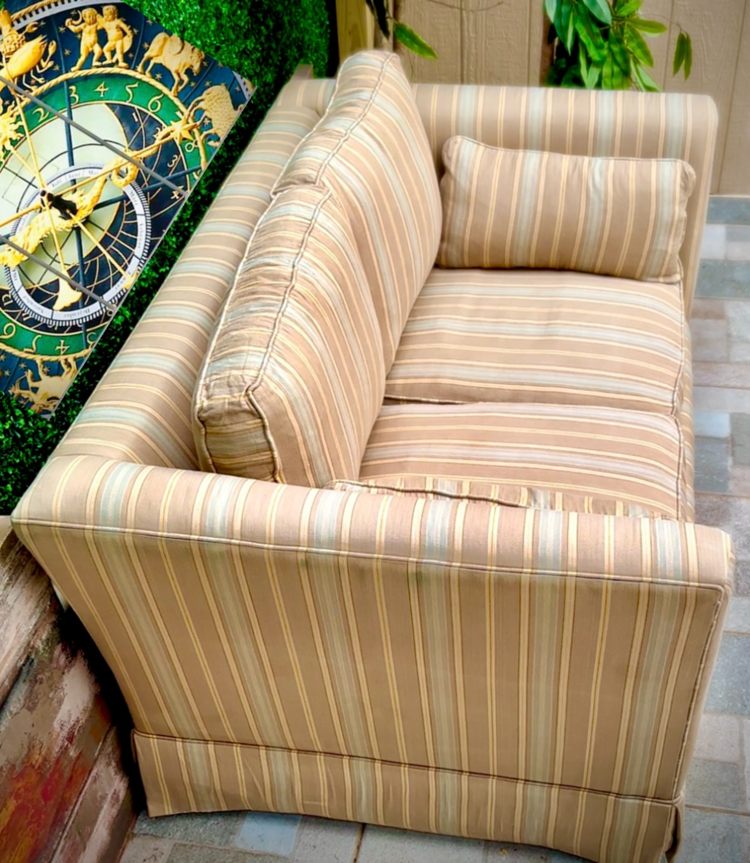 Yellow Striped Loveseat  image | Ivy Store