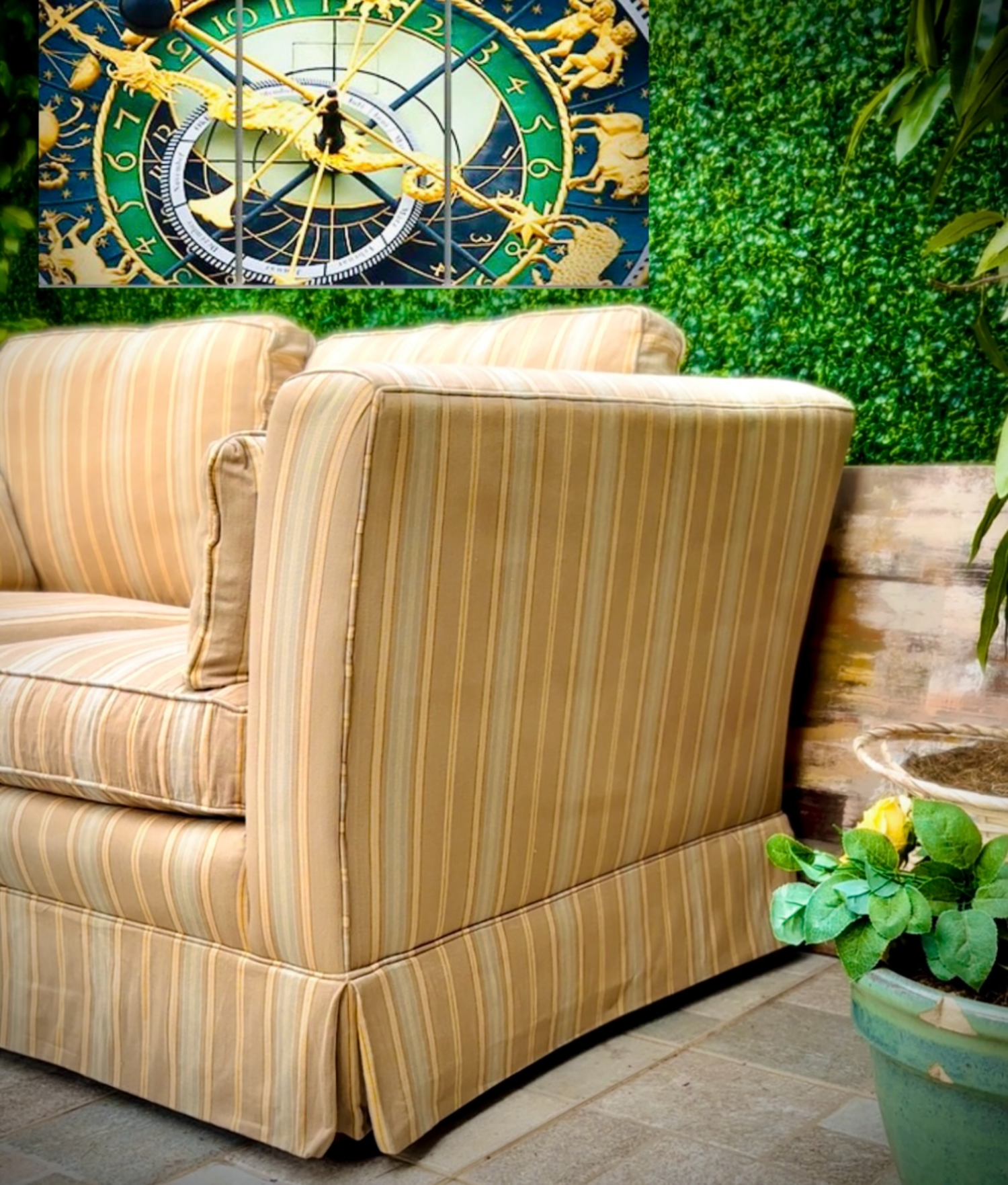 Yellow Striped Loveseat  image | Ivy Store