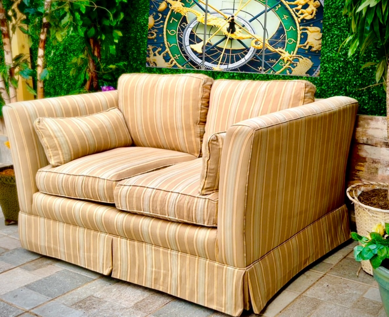 Yellow Striped Loveseat  image | Ivy Store