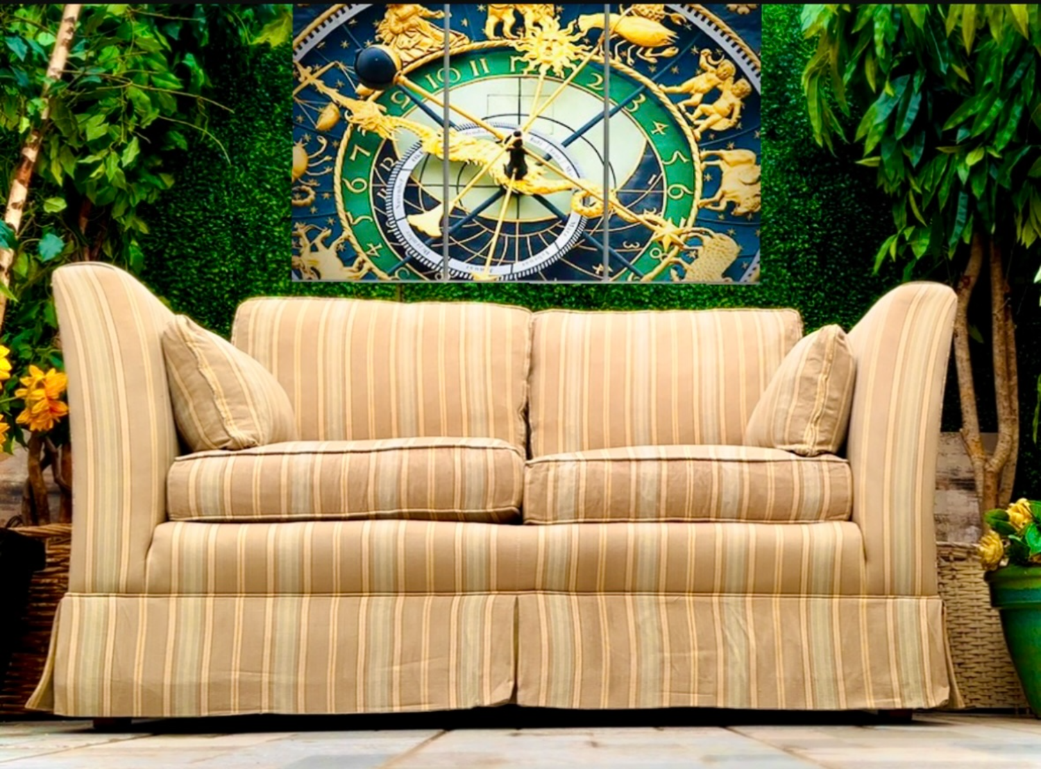 Yellow Striped Loveseat  image | Ivy Store