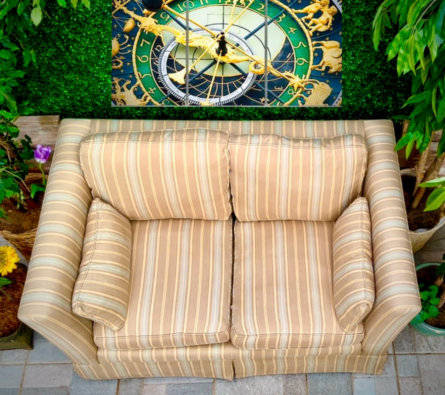 Yellow Striped Loveseat  image | Ivy Store