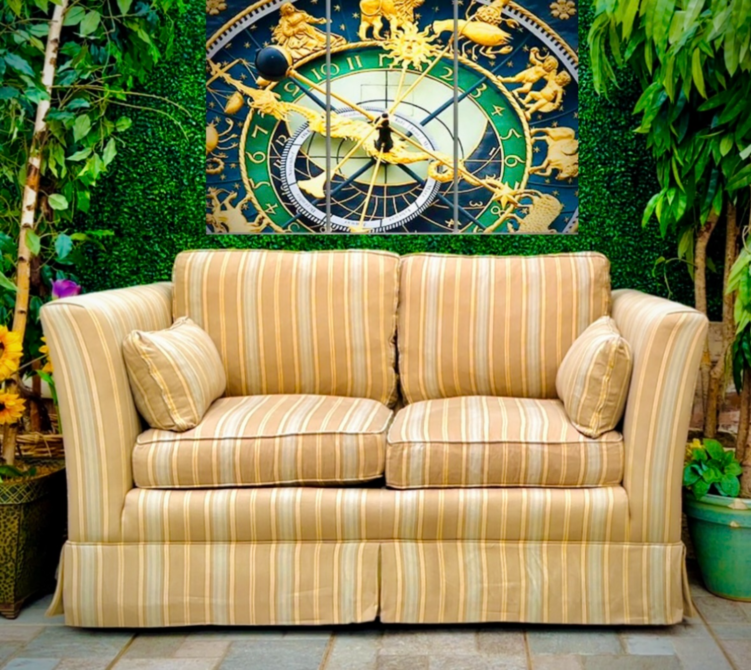 Yellow Striped Loveseat  image | Ivy Store