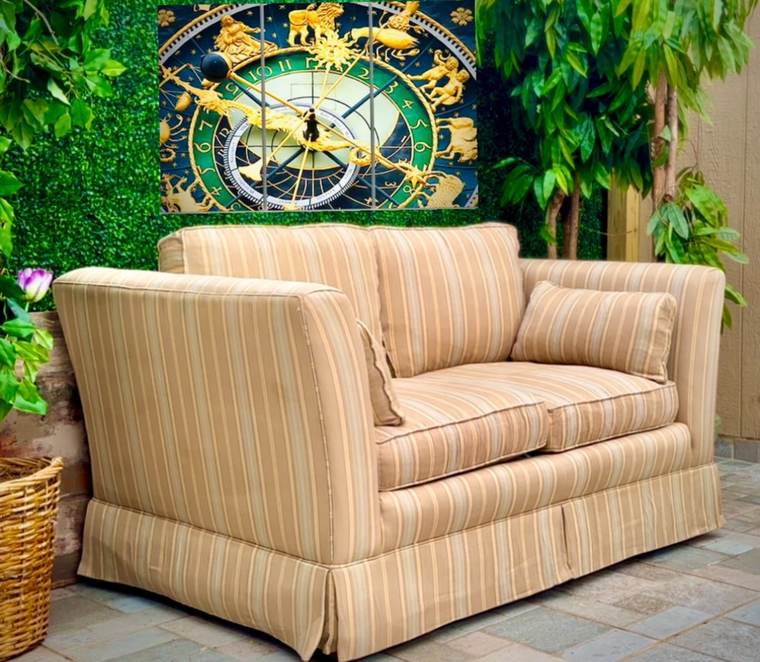 Yellow Striped Loveseat  image | Ivy Store
