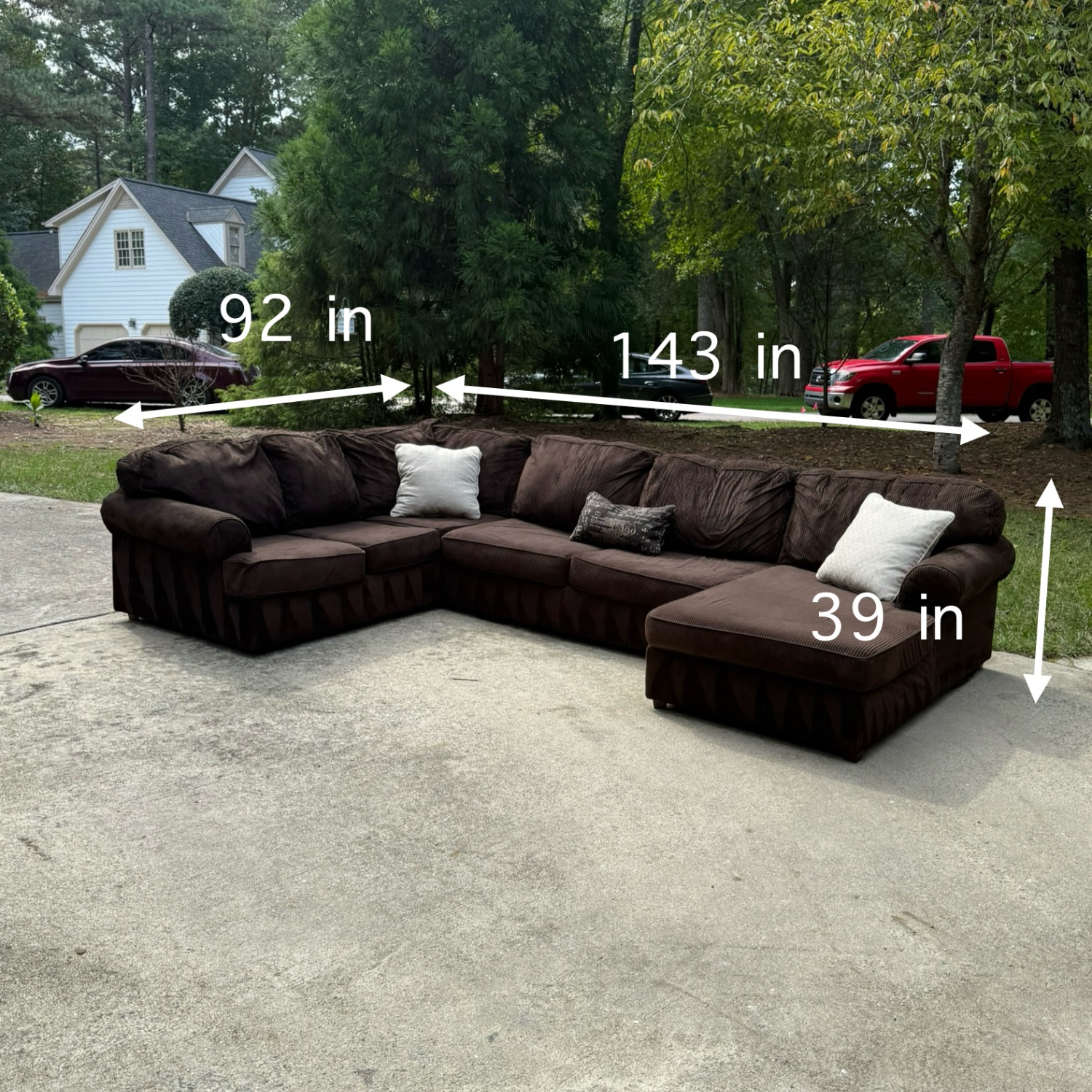 Free Delivery - Chocolate Brown Ashley Furniture 3 Piece Sectional Couch image | Ivy Store