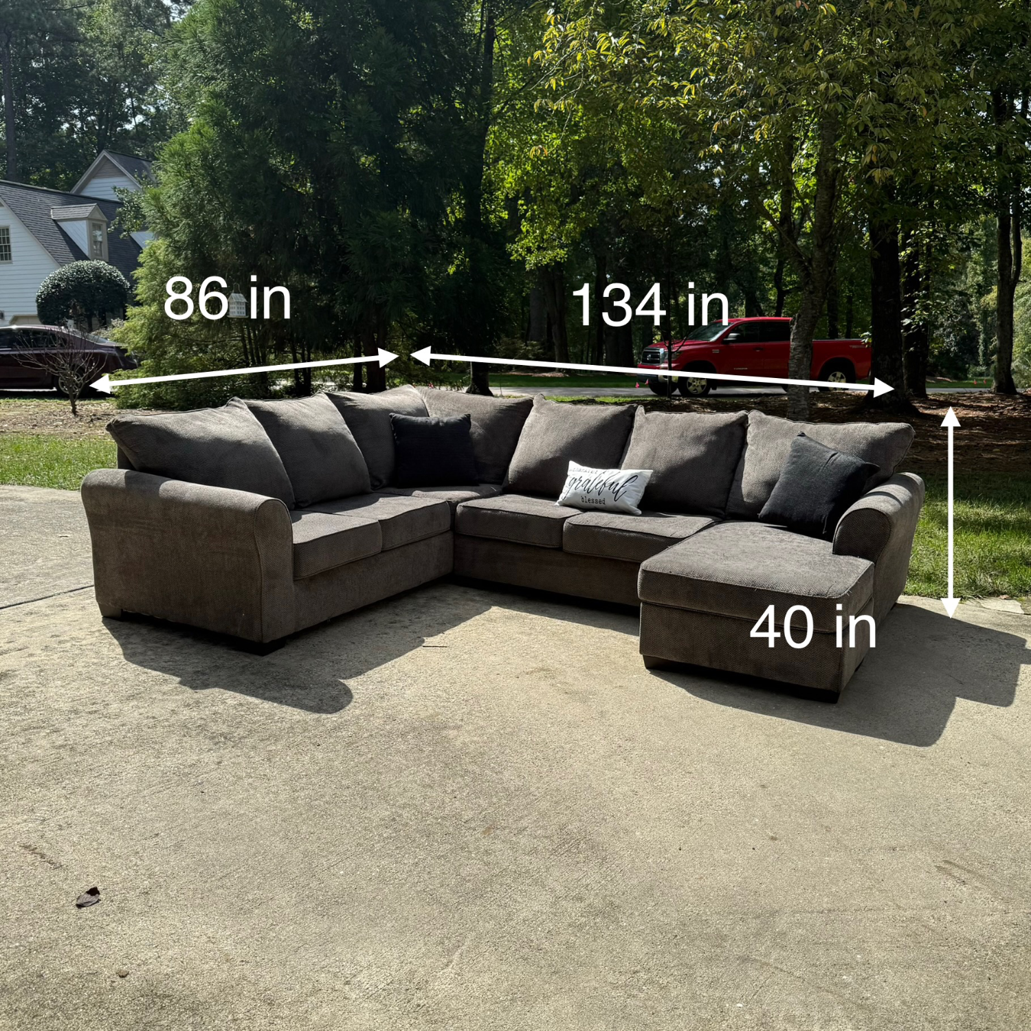 Free Delivery - Gray 3 Piece Sectional Couch Image #2 | Ivy Store