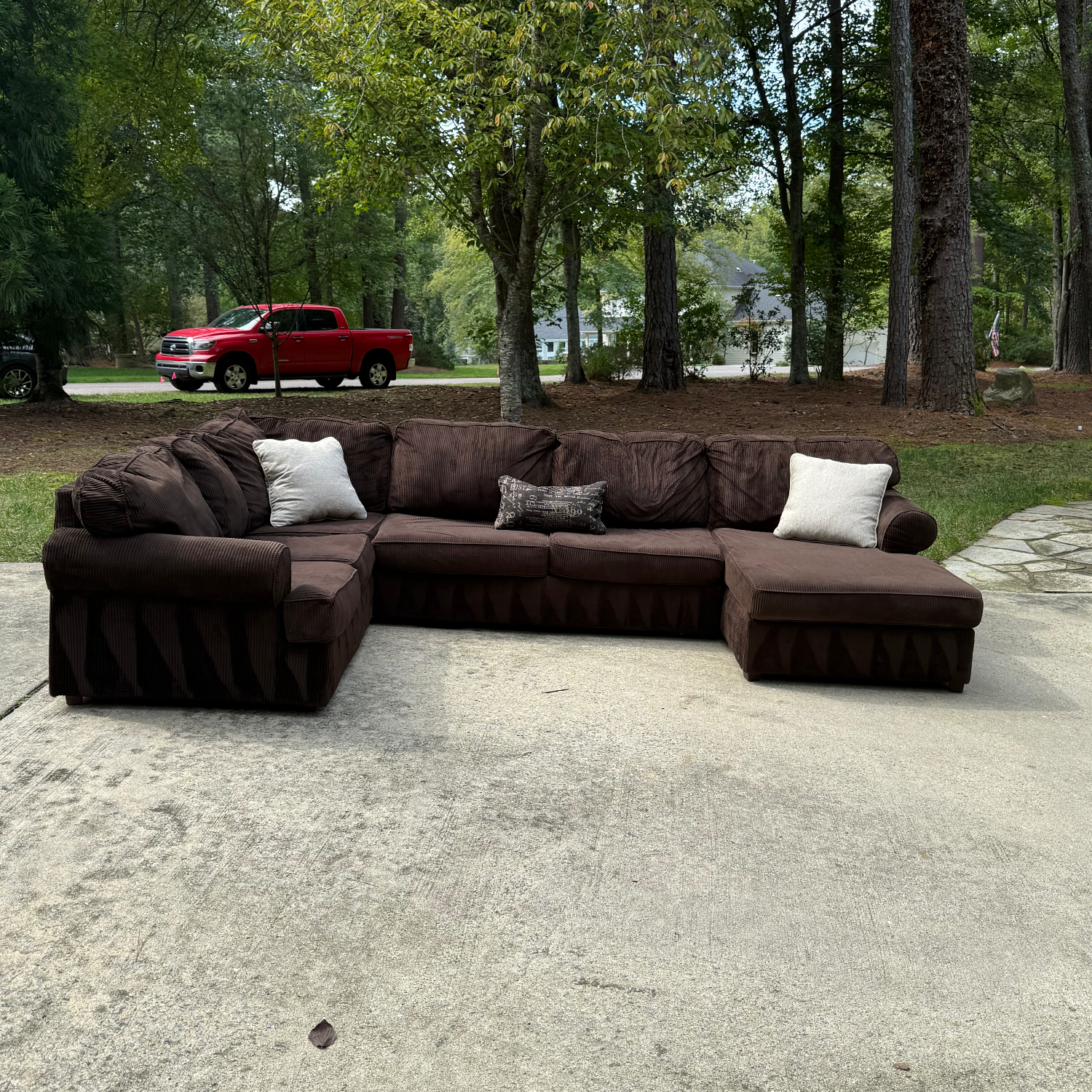 Free Delivery - Chocolate Brown Ashley Furniture 3 Piece Sectional Couch image | Ivy Store