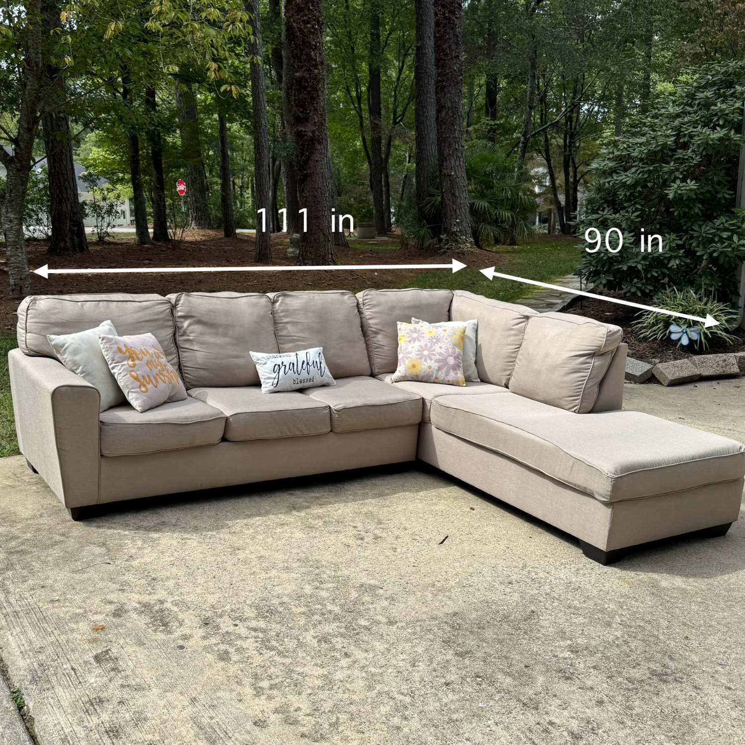 Free Delivery - Beautiful Beige Ashley Furniture 2 Piece Sectional Couch image | Ivy Store