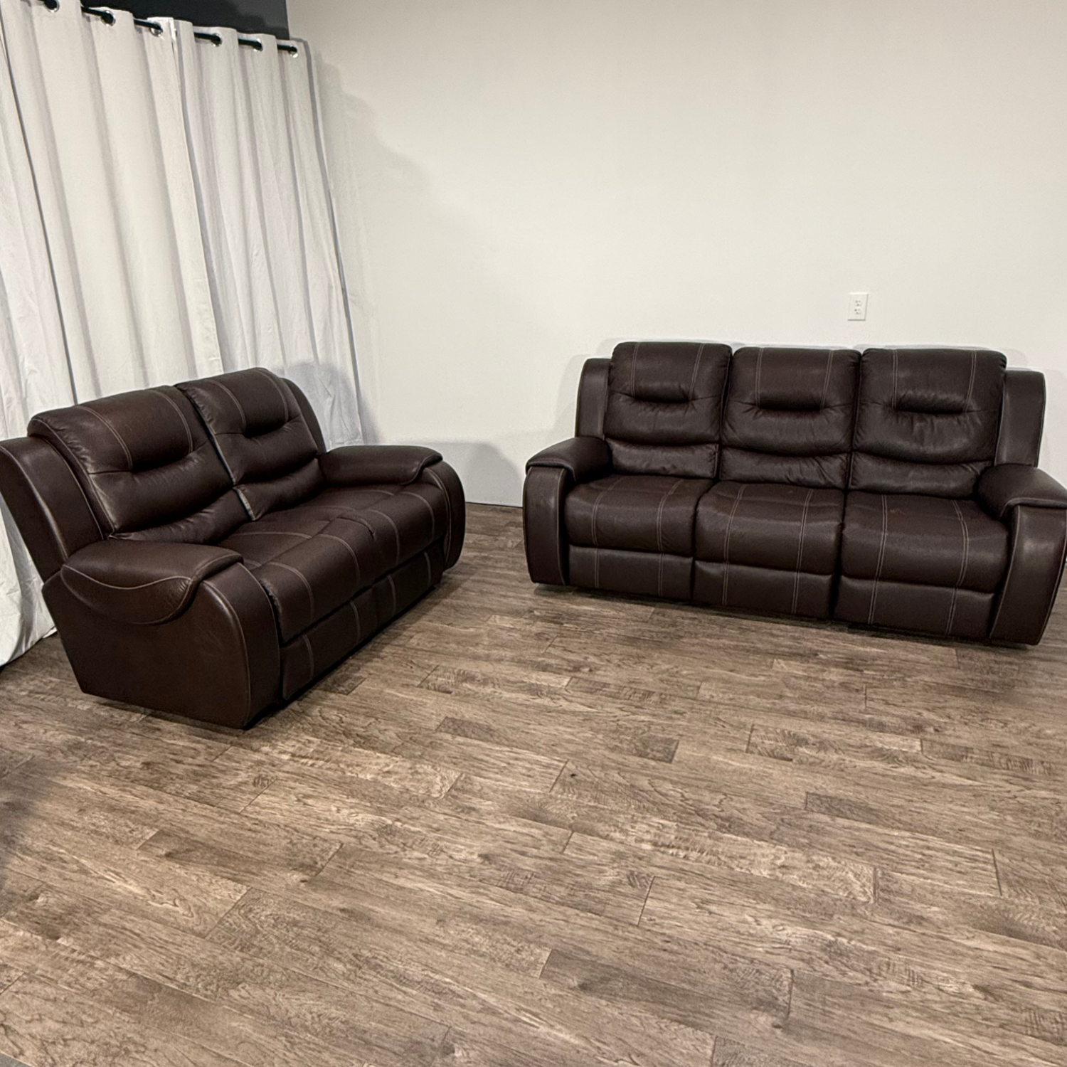 Beautiful Brown Leather Reclining Sofa + Loveseat Image #1 | Ivy Store
