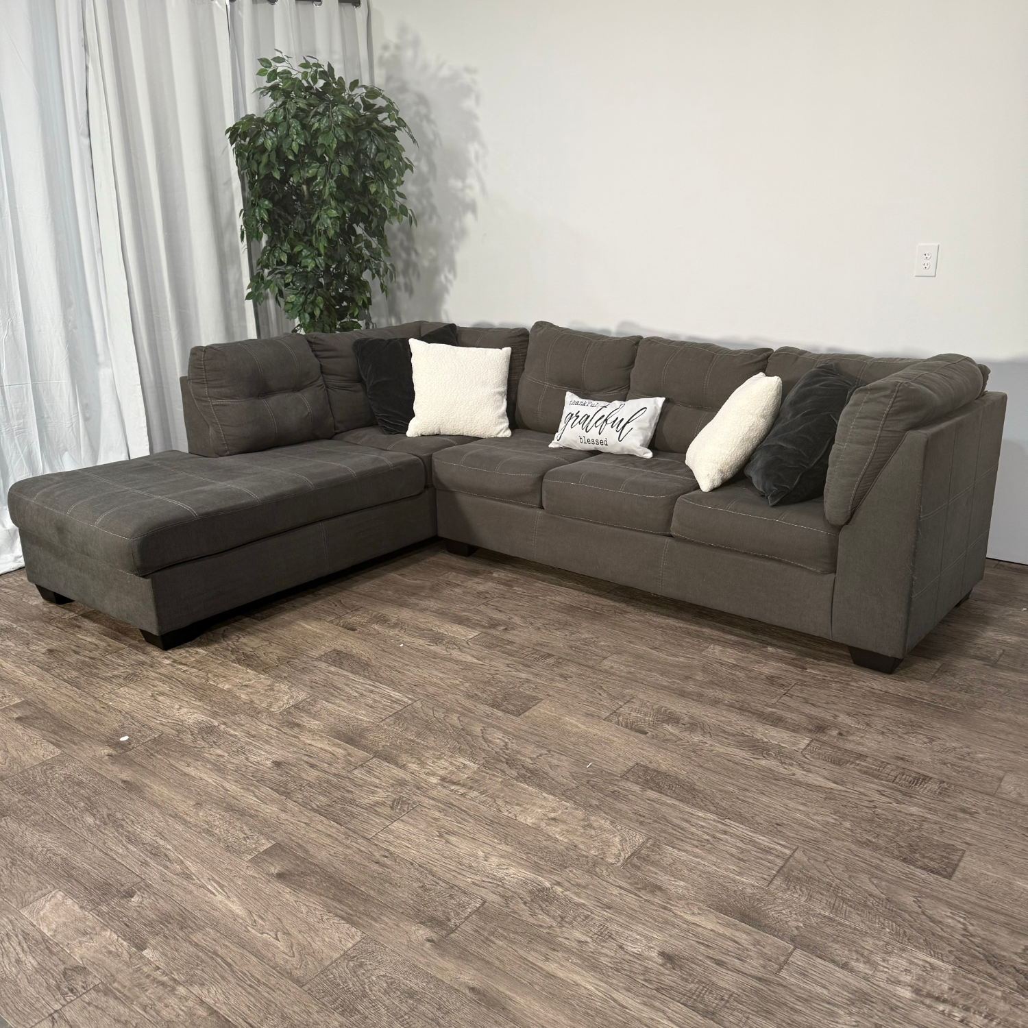Beautiful Gray Ashley Furniture 2 Piece Sectional Couch  (Retails $1600) Image #2 | Ivy Store