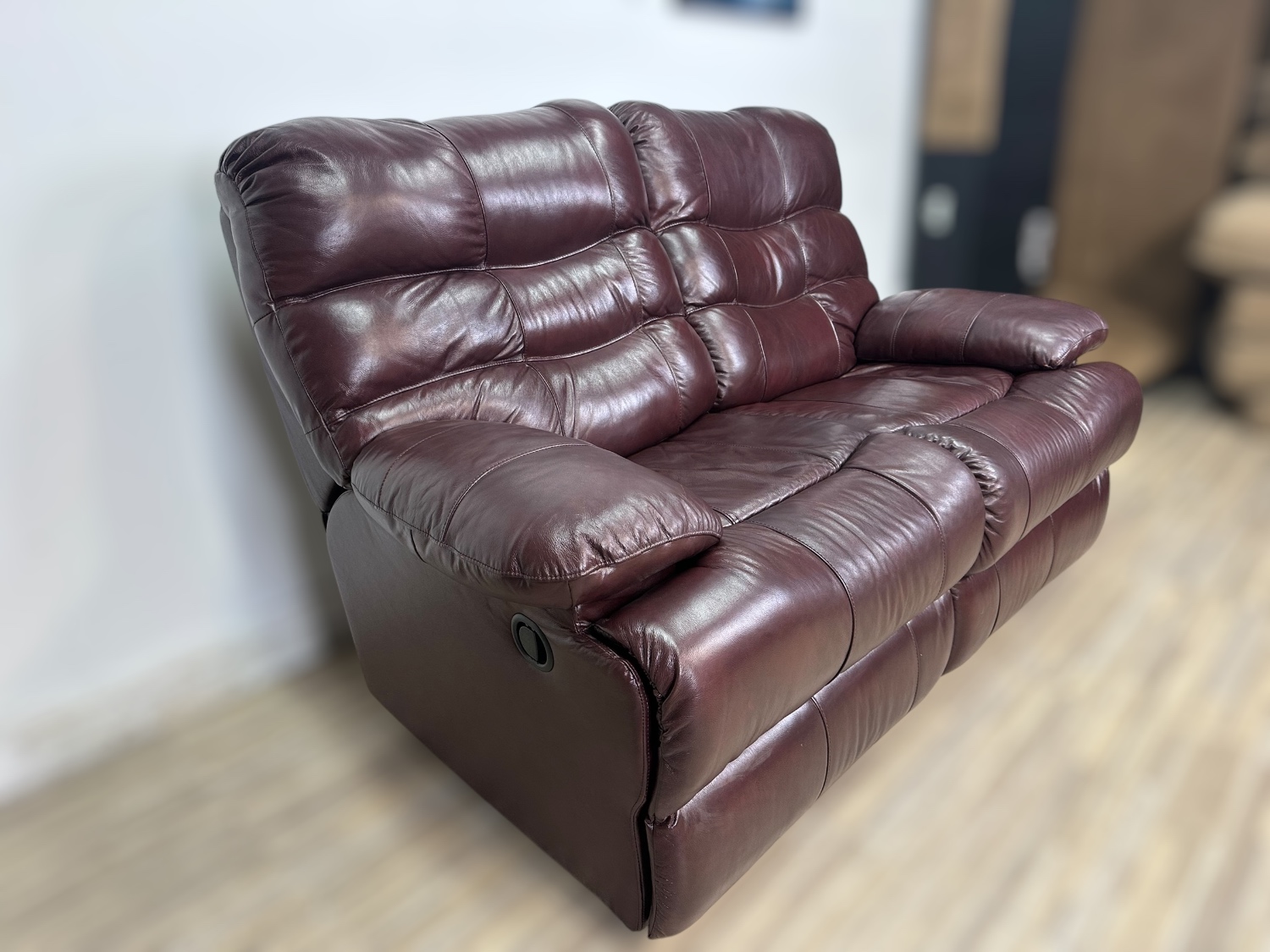 Delivery Available Brown red leather loveseat couch Image #2 | Ivy Store