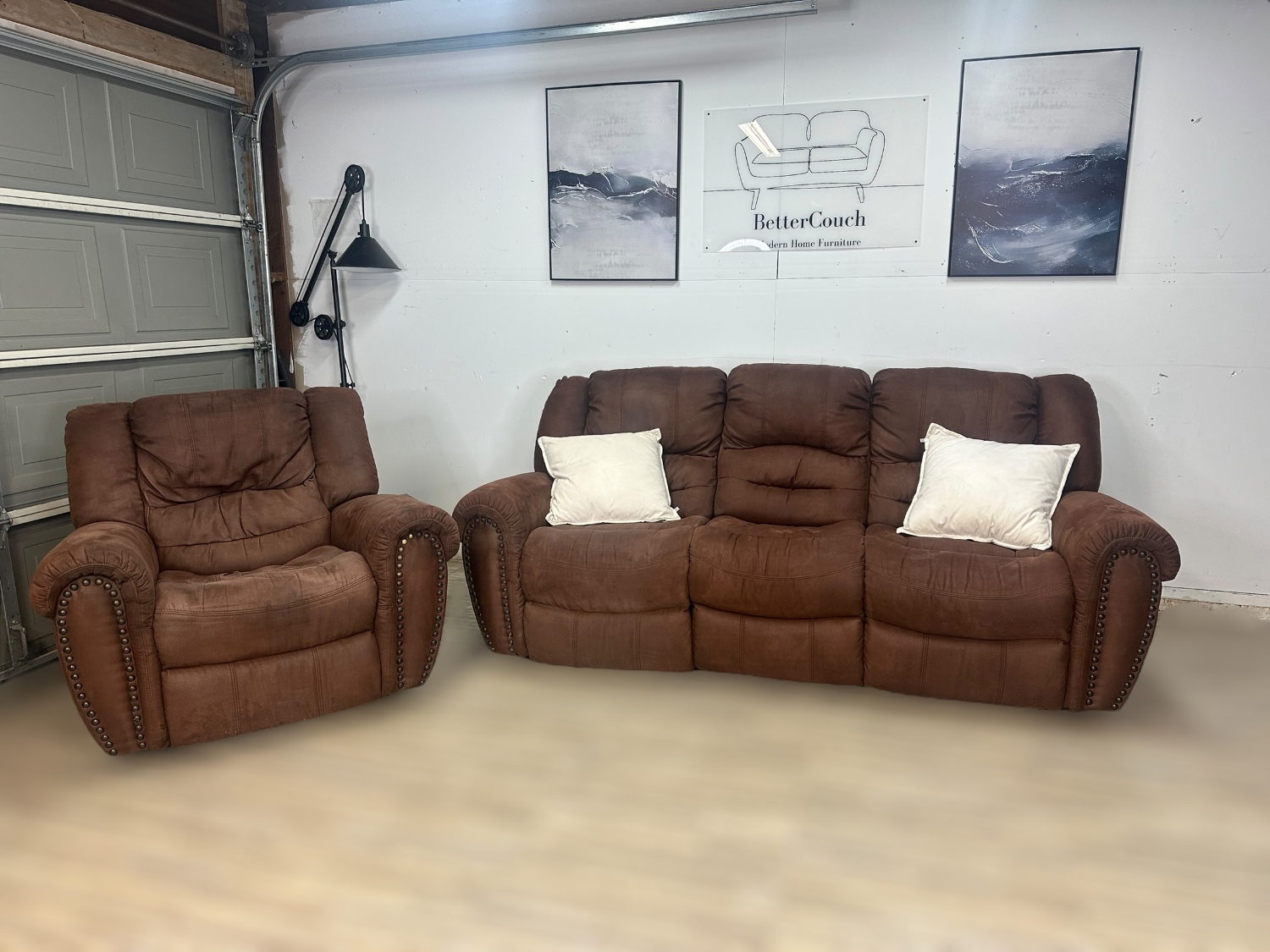 Free Delivery-Flexsteel brown couch/sofa + recliner set Image #1 | Ivy Store