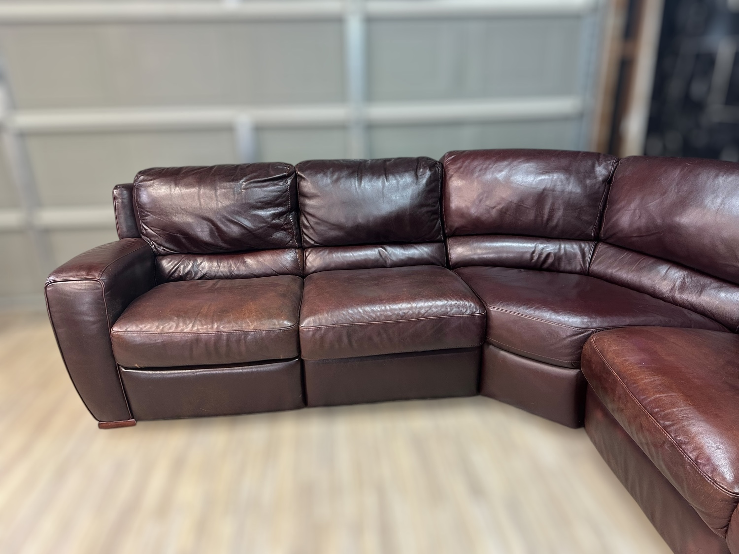 Free Delivery- Macy’s red brown leather U shaped sectional couch retails $3578 image | Ivy Store