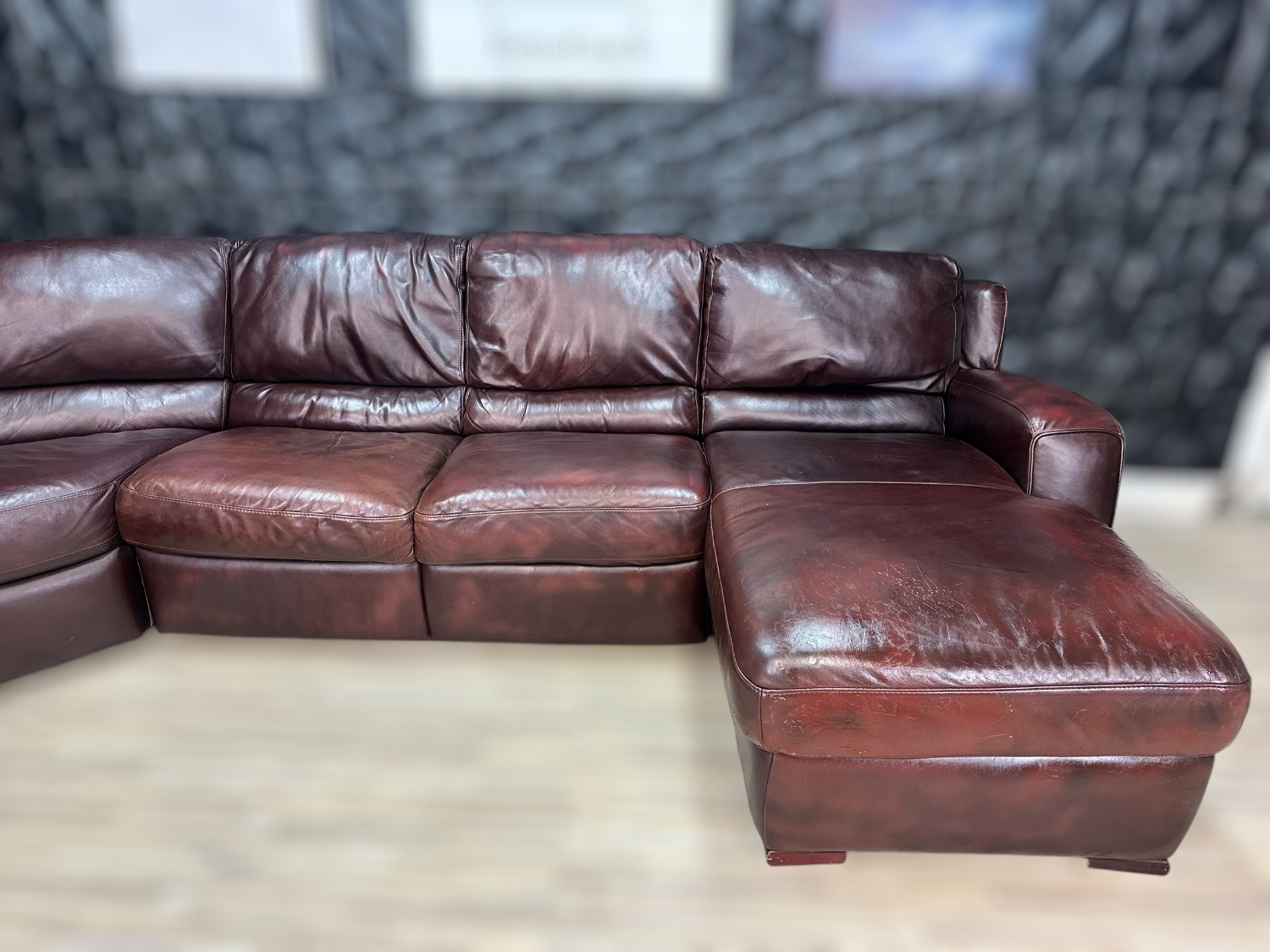 Free Delivery- Macy’s red brown leather U shaped sectional couch retails $3578 image | Ivy Store