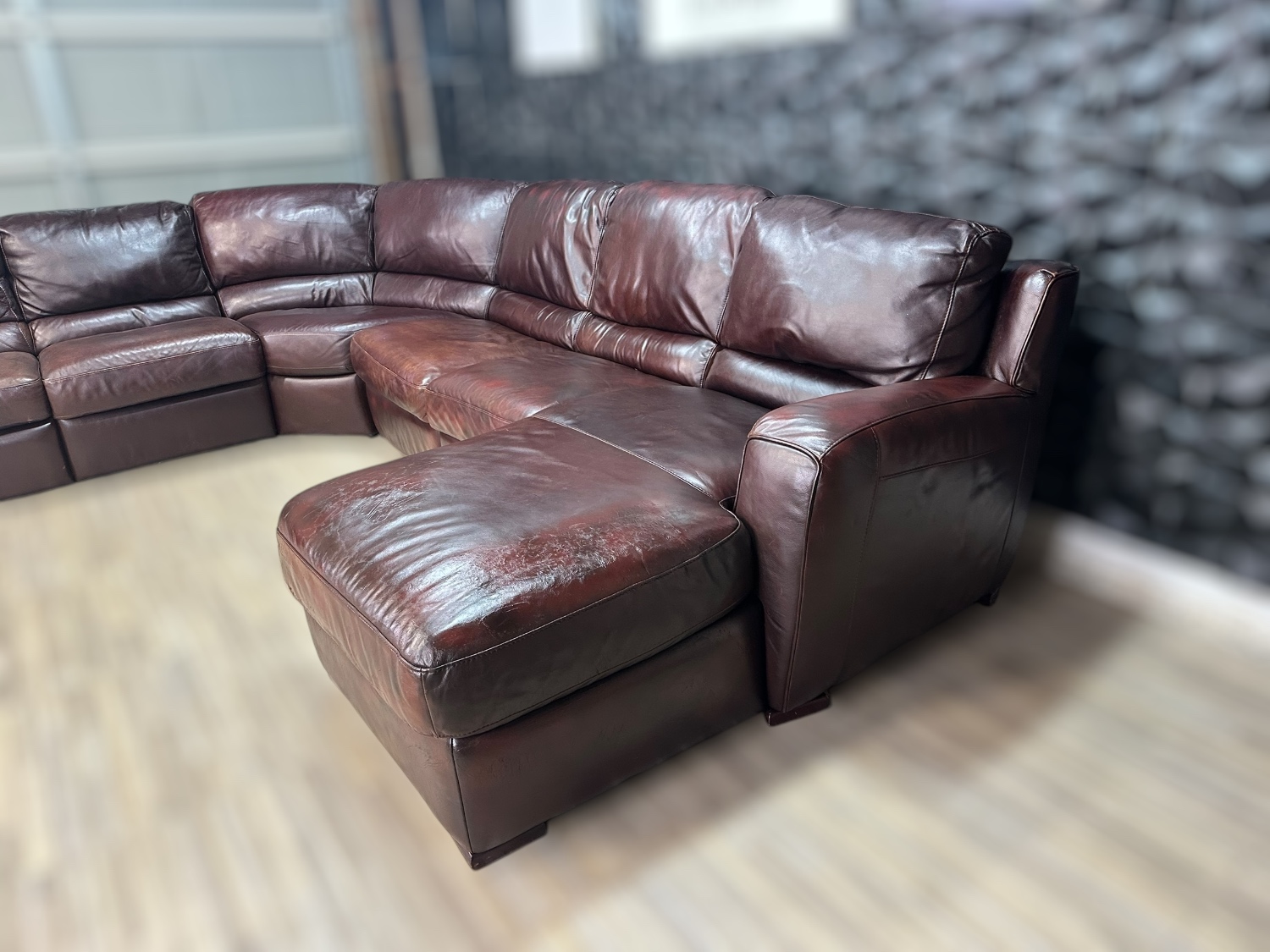 Free Delivery- Macy’s red brown leather U shaped sectional couch retails $3578 image | Ivy Store